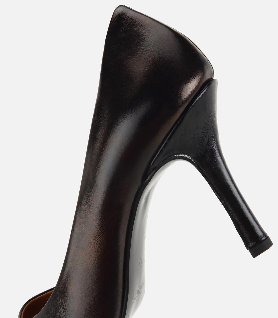 Kadın Deri Siyah Yumuşak Dokulu İnce Topuklu Stiletto