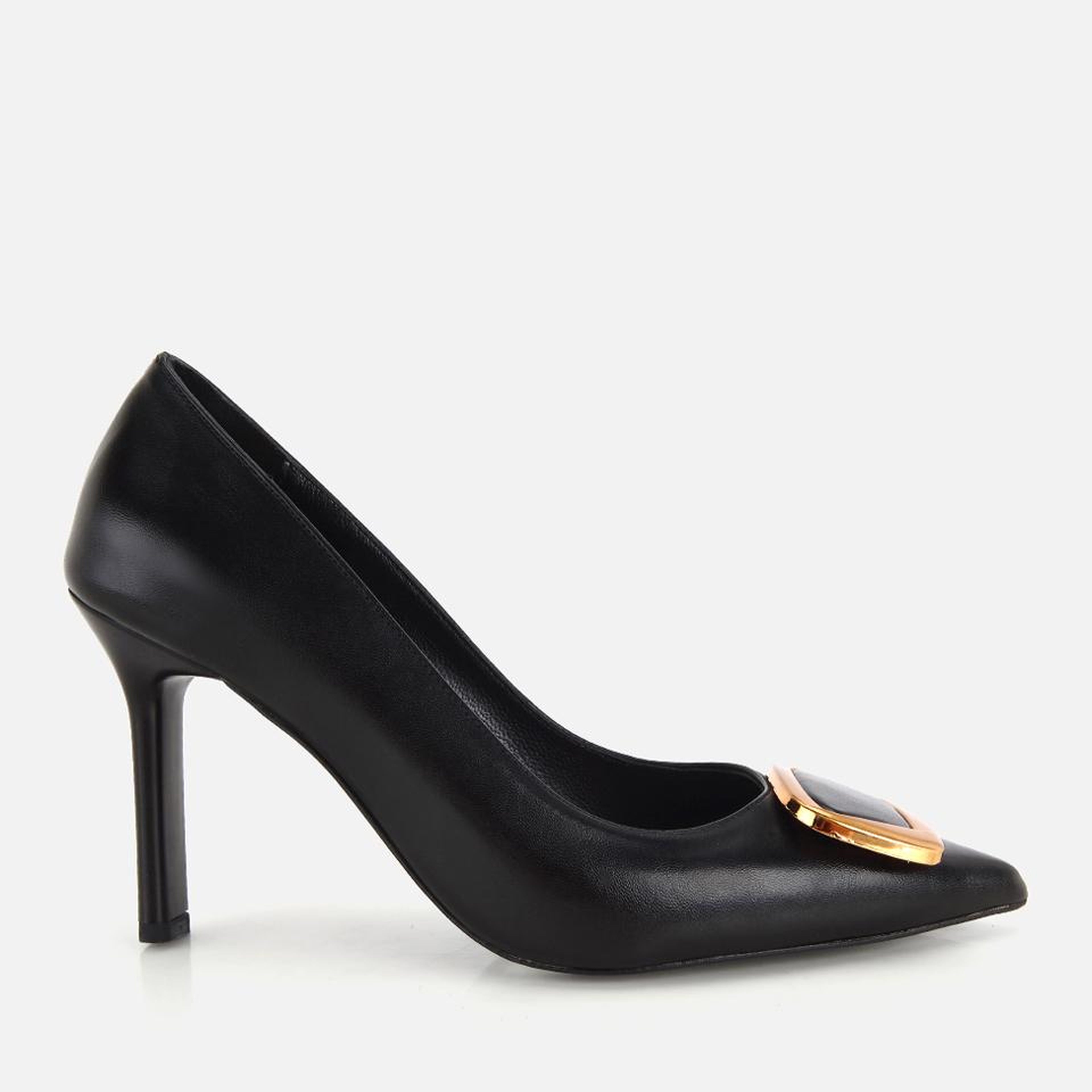 Kadın Siyah Gold Toka Detaylı İnce Topuklu Stiletto