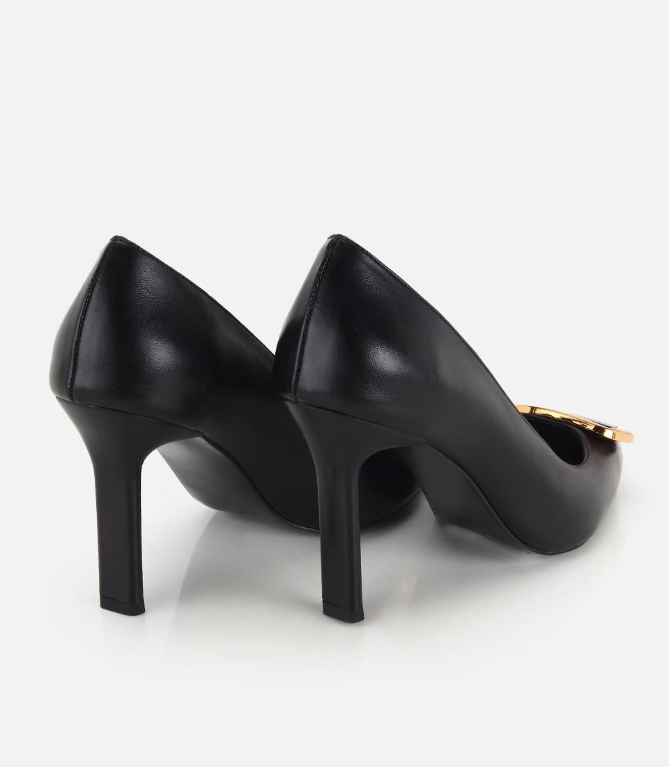 Kadın Siyah Gold Toka Detaylı İnce Topuklu Stiletto