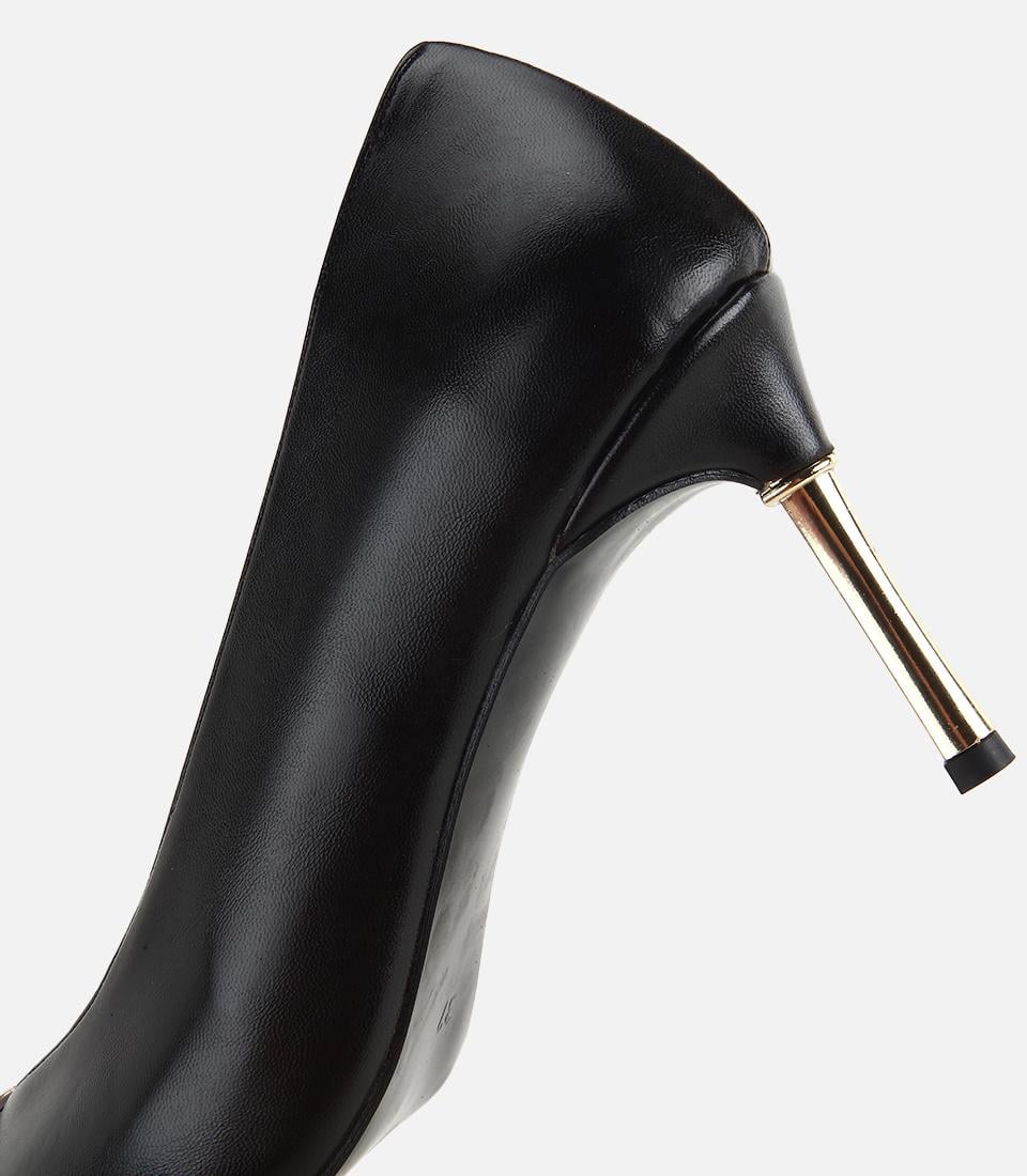 Kadın Siyah Gold Topuk Detaylı İnce Topuklu Stiletto