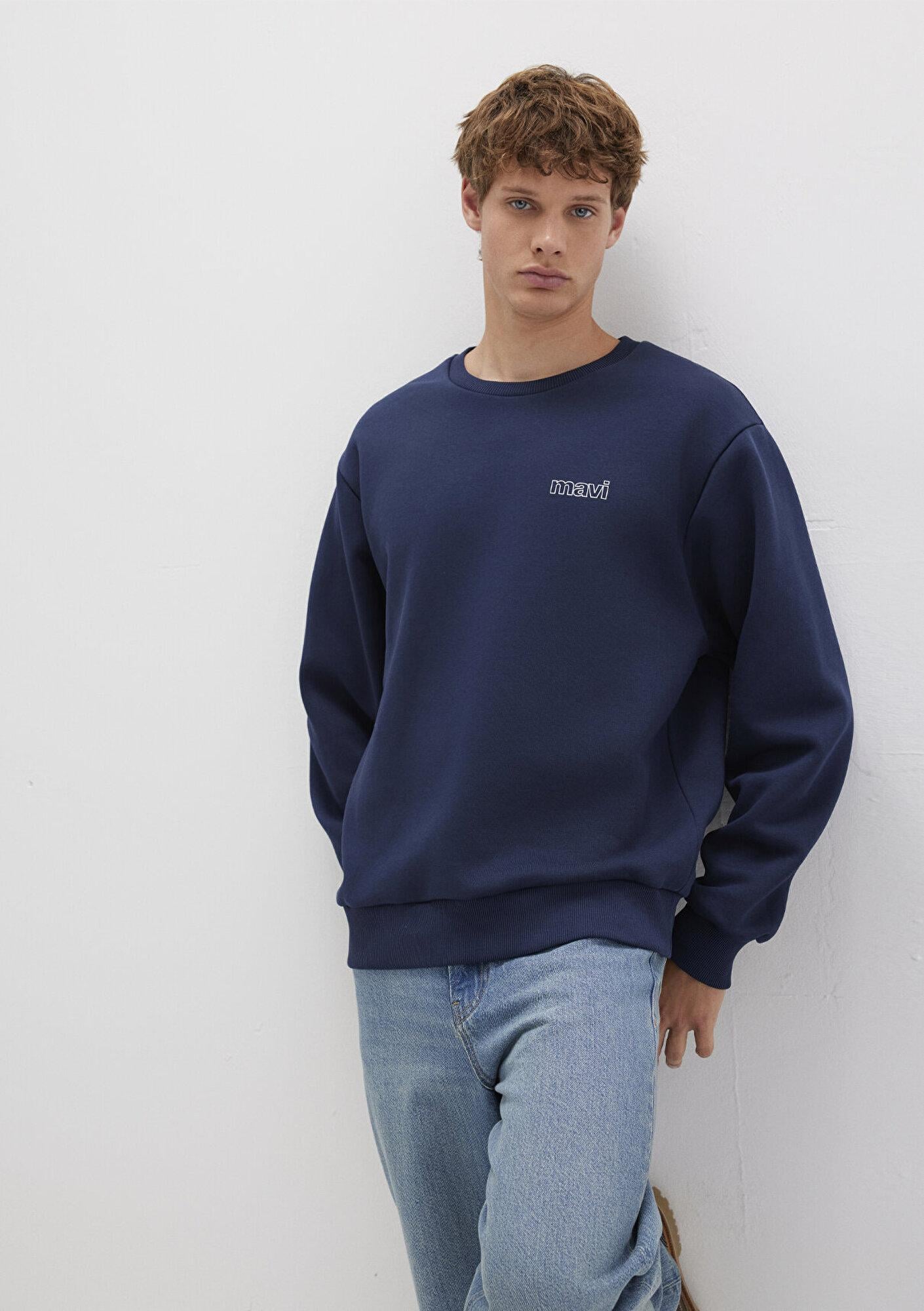 Mavi Mavi Logo Baskılı Lacivert Sweatshirt 0S10379-70488