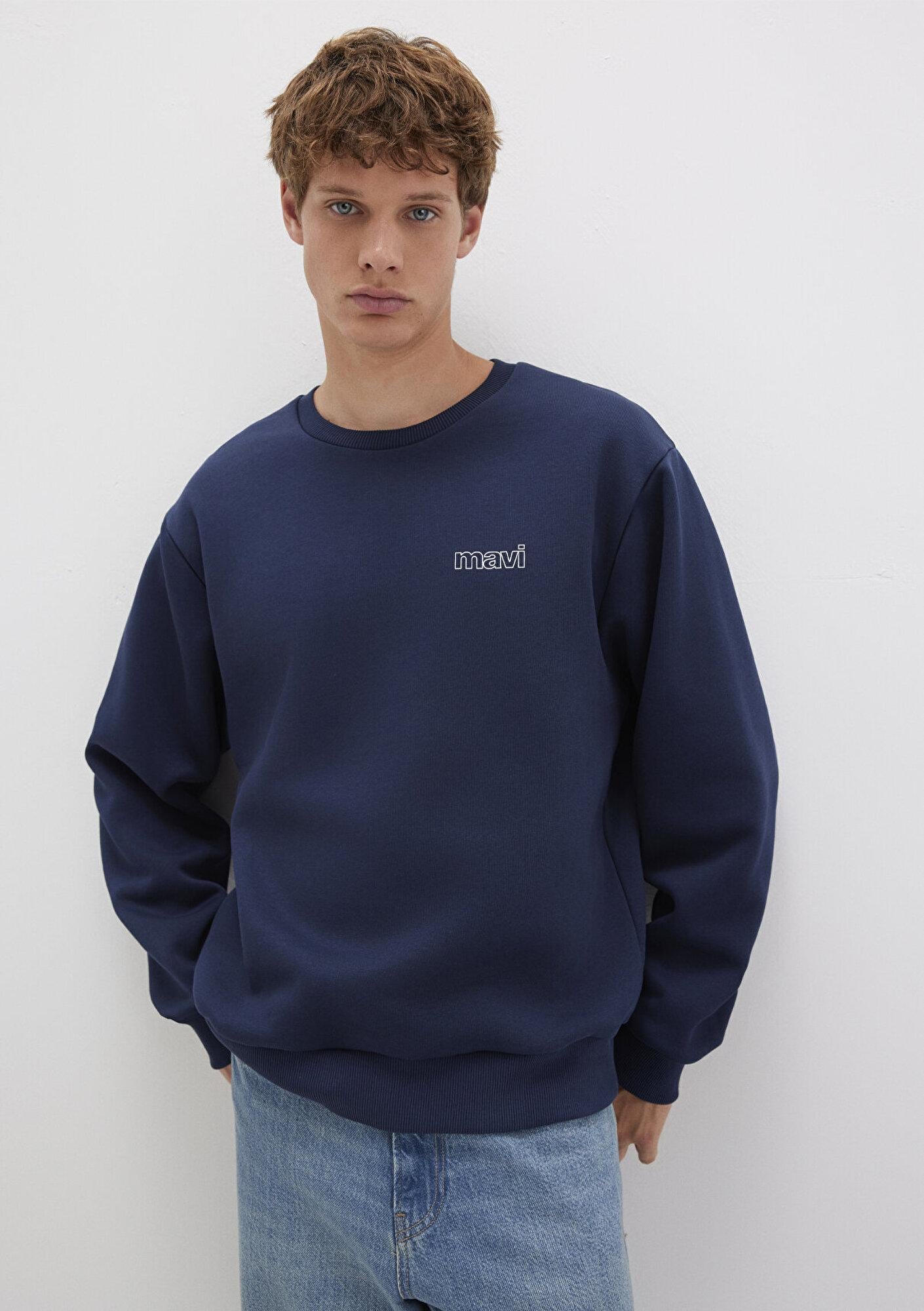 Mavi Mavi Logo Baskılı Lacivert Sweatshirt 0S10379-70488