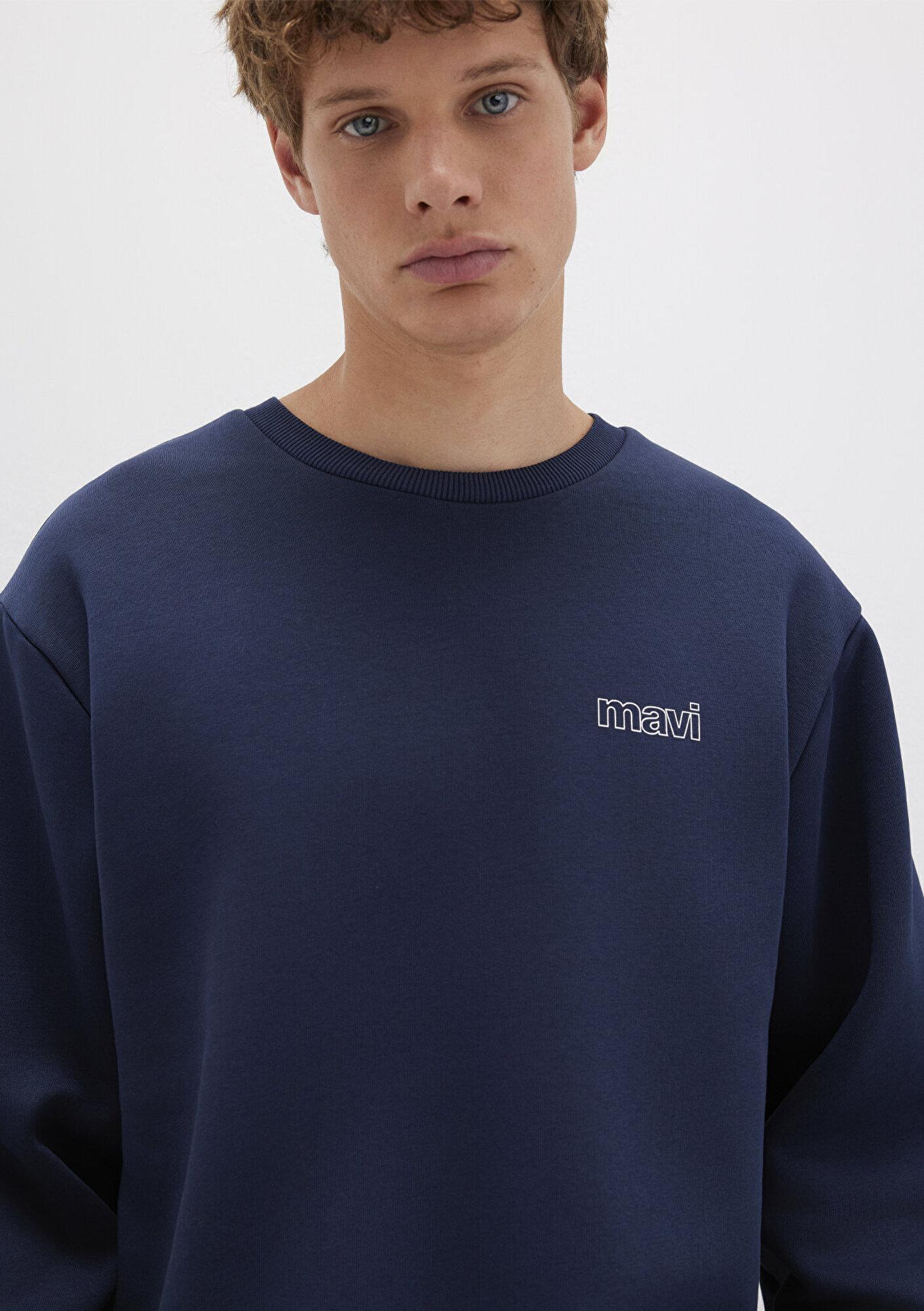 Mavi Mavi Logo Baskılı Lacivert Sweatshirt 0S10379-70488