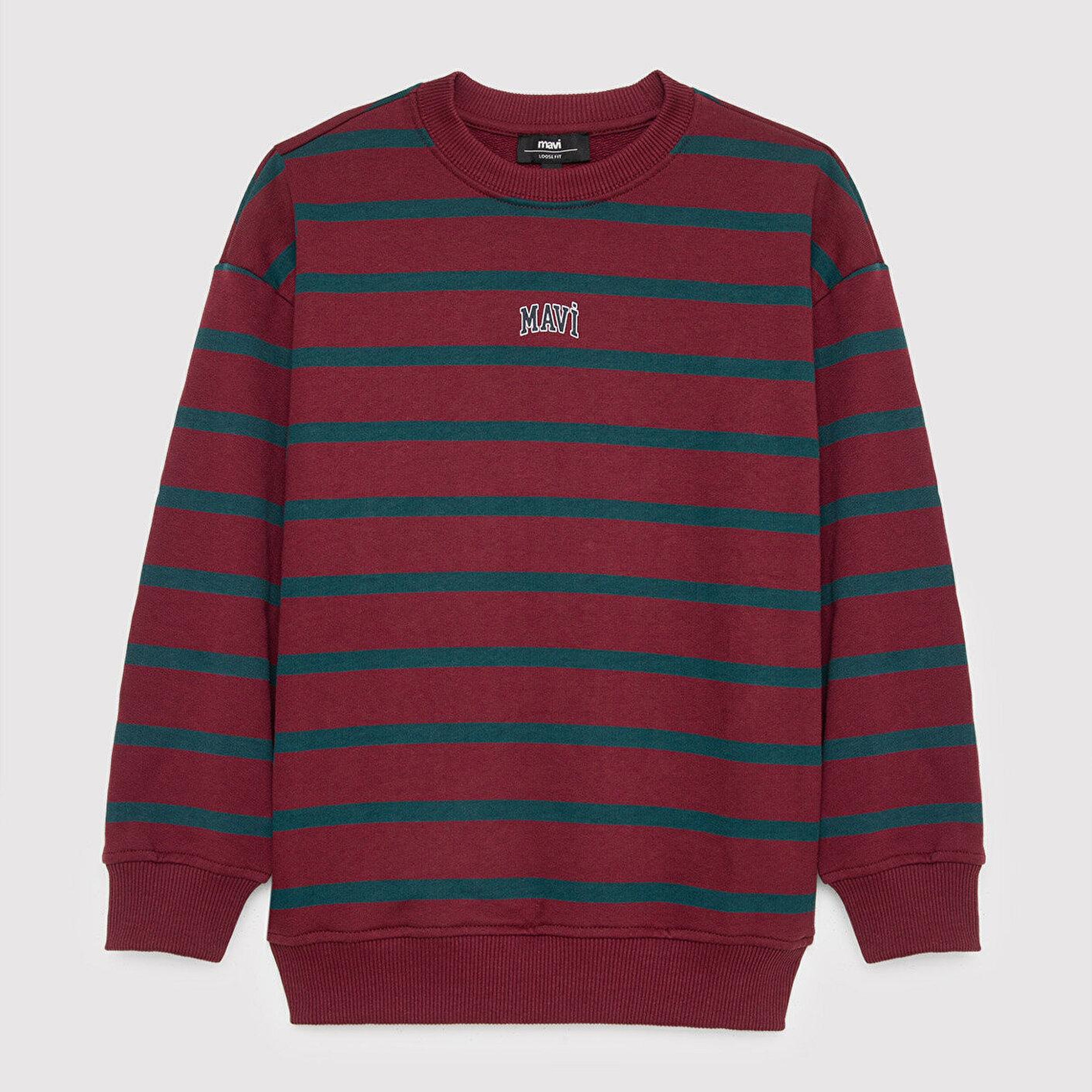 Mavi Bordo Çizgili Sweatshirt 6S10144-91628