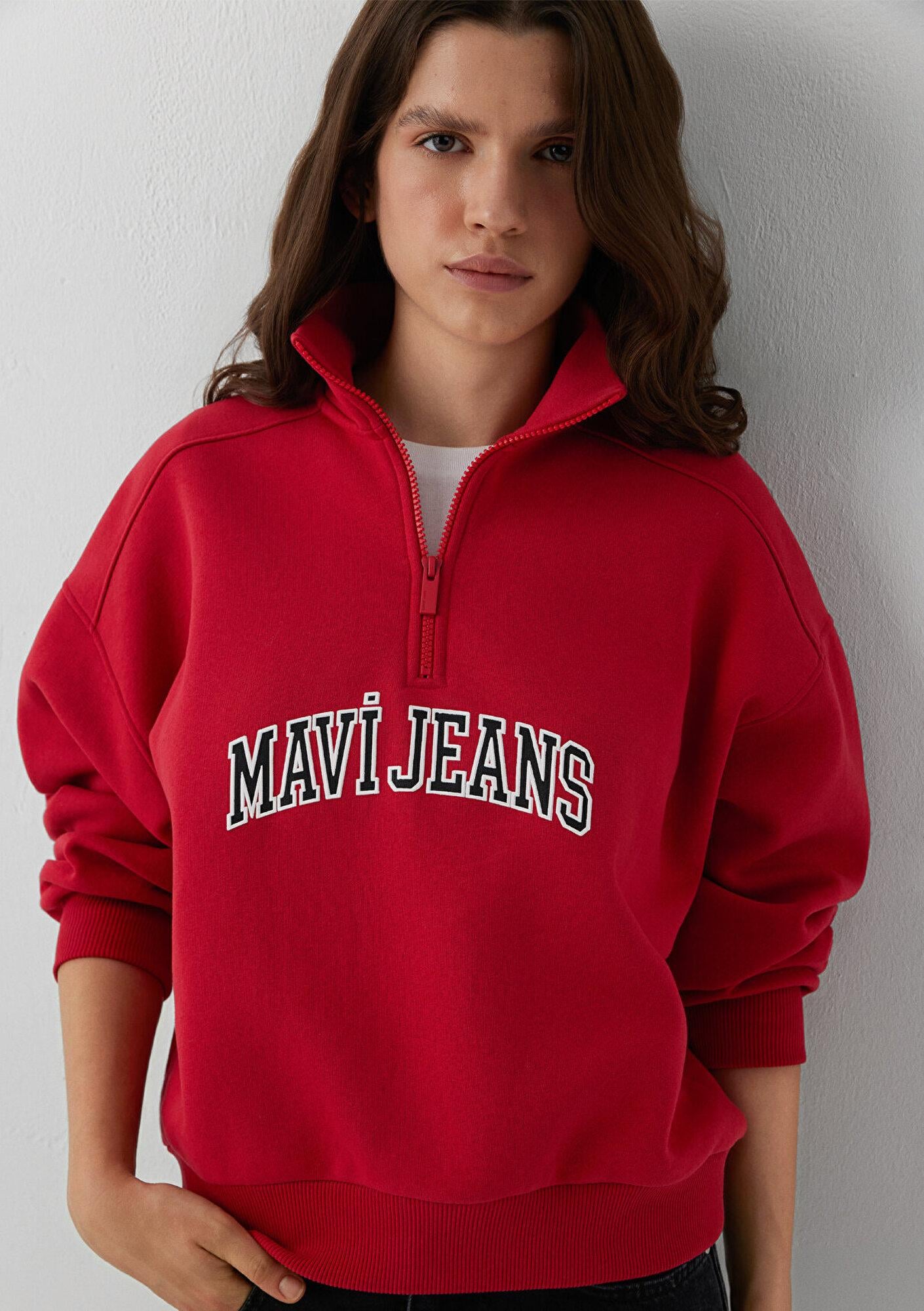 Mavi Mavi Logo Baskılı Kırmızı Sweatshirt 1S20132-86417