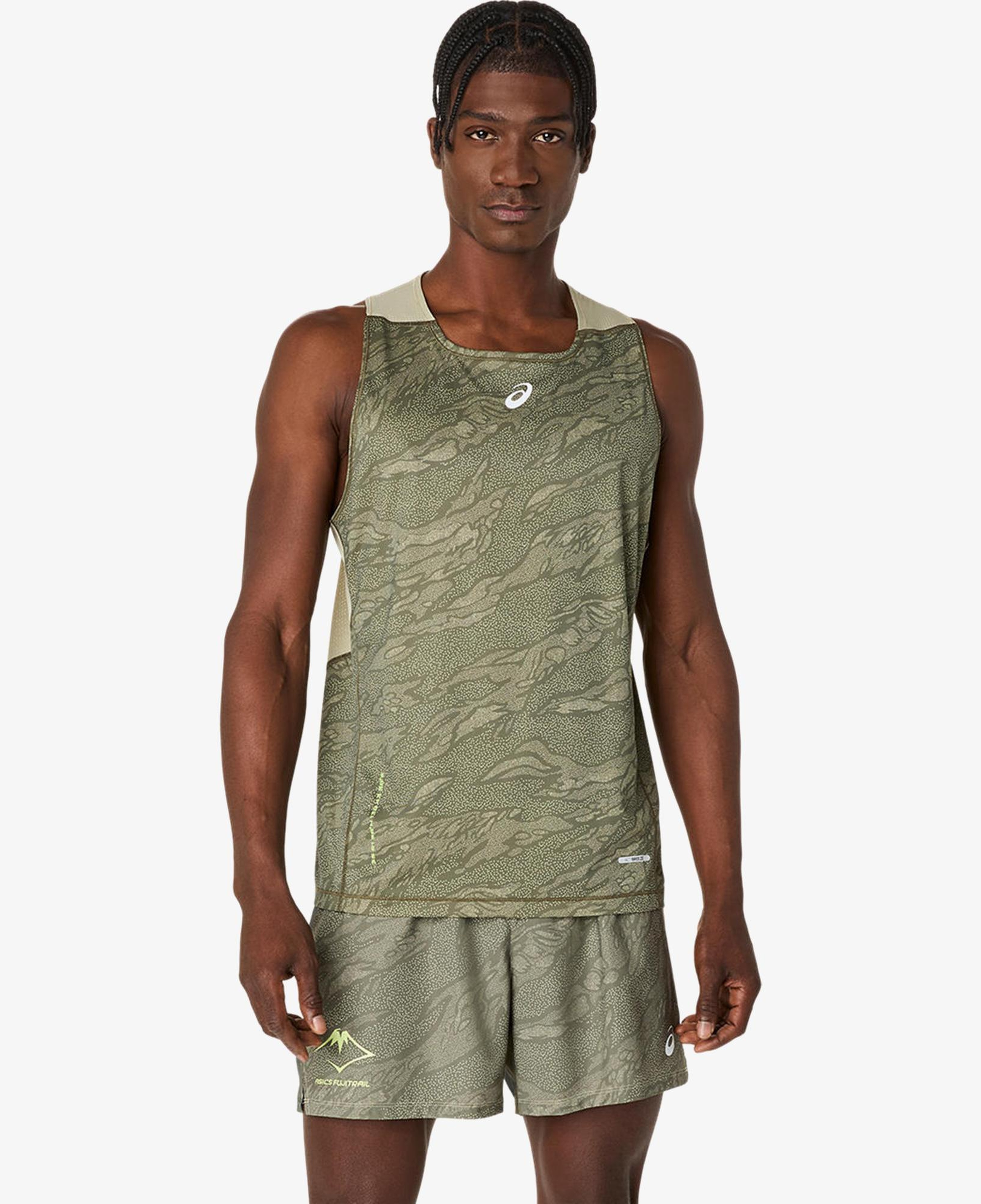 Asics Fujitrail Singlet Erkek Yeşil Atlet