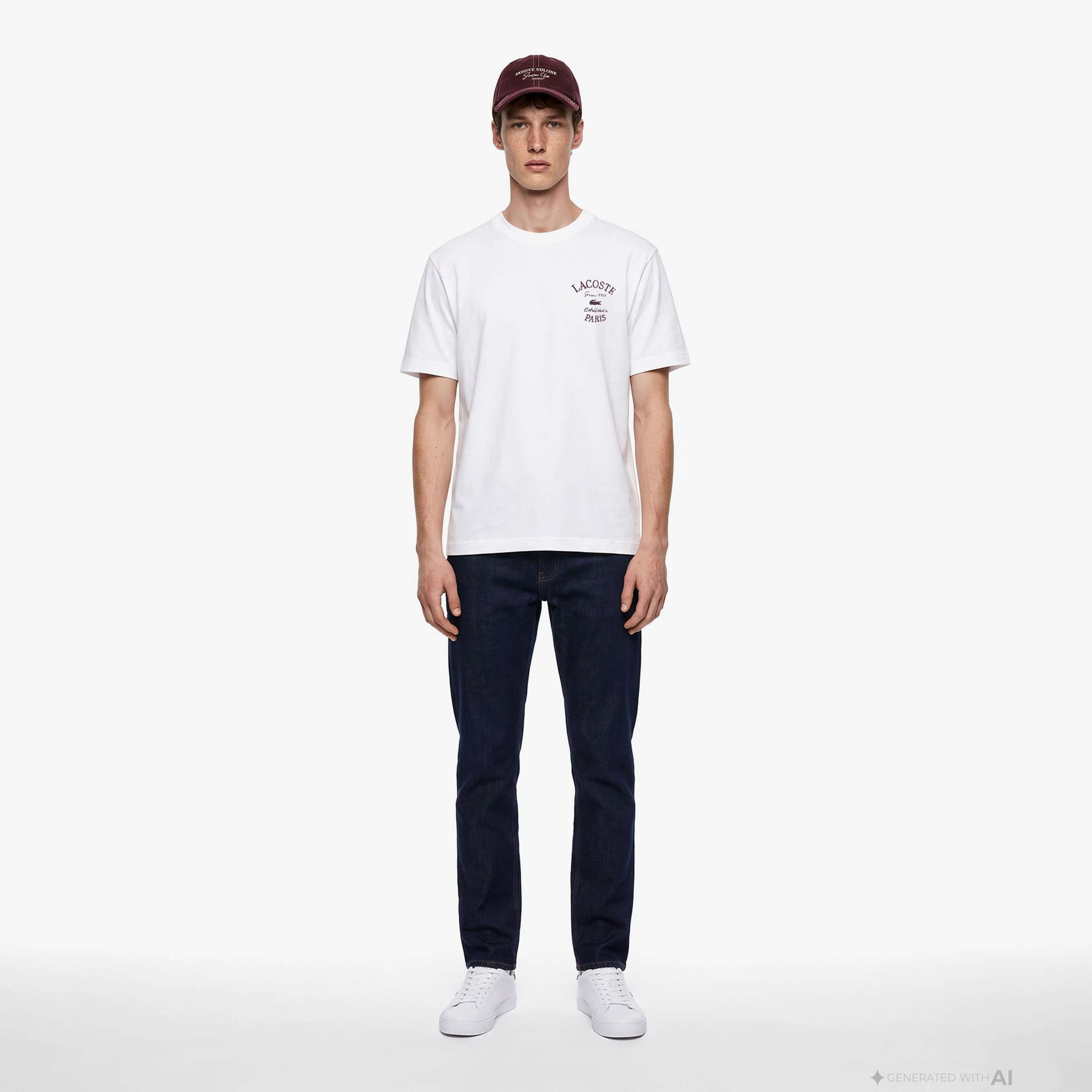Erkek Classic Fit Bisiklet Yaka Beyaz T-Shirt