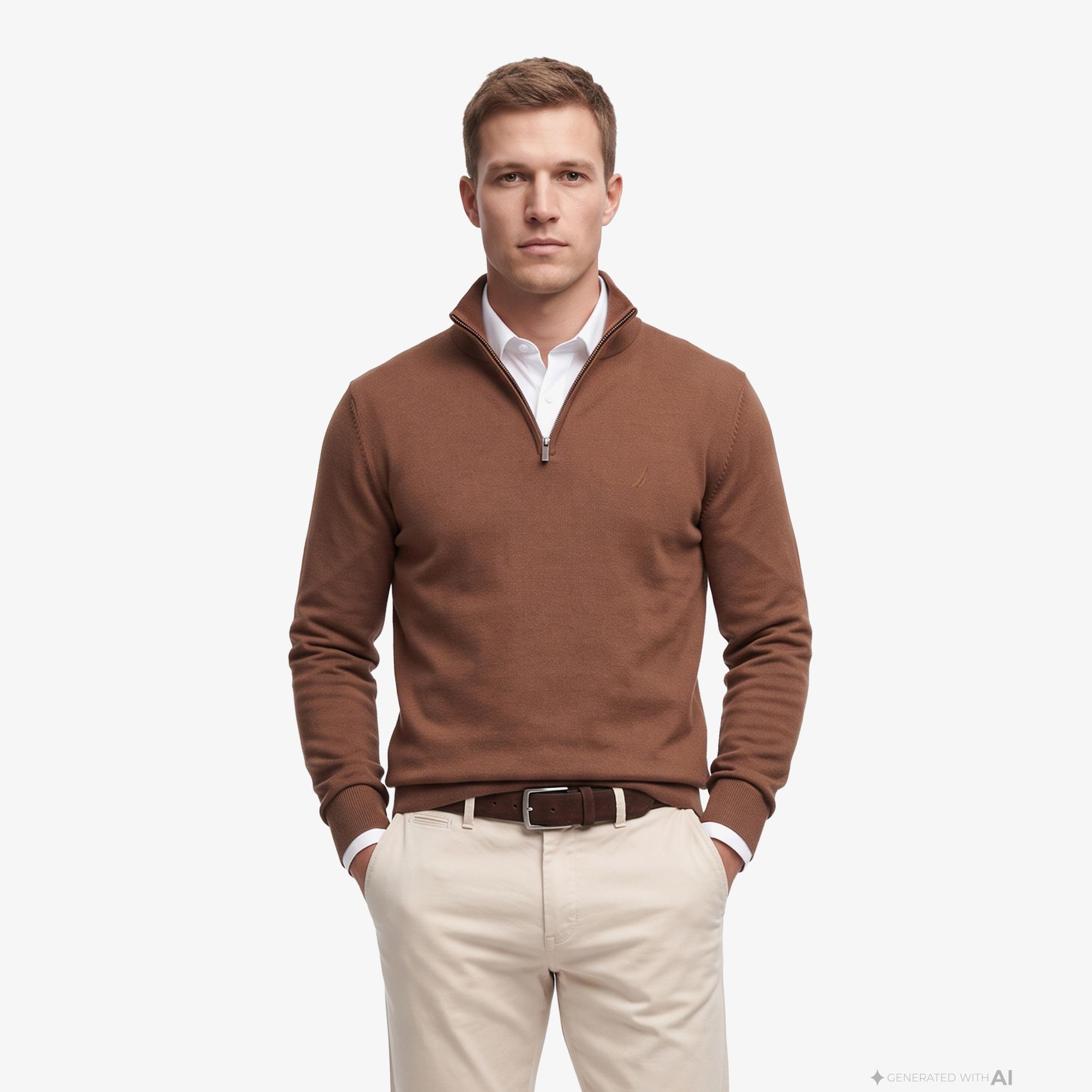 Nautica Erkek Kahverengi Regular Fit Triko