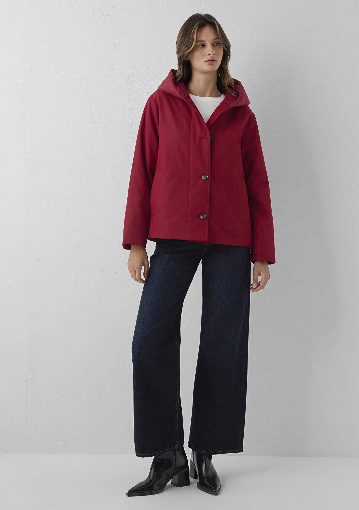 Mavi Kapüşonlu Kırmızı Mont Regular Fit / Normal Kesim 1110814-70392