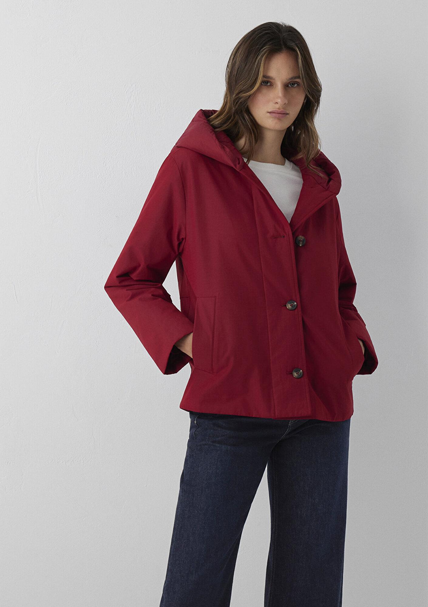 Mavi Kapüşonlu Kırmızı Mont Regular Fit / Normal Kesim 1110814-70392