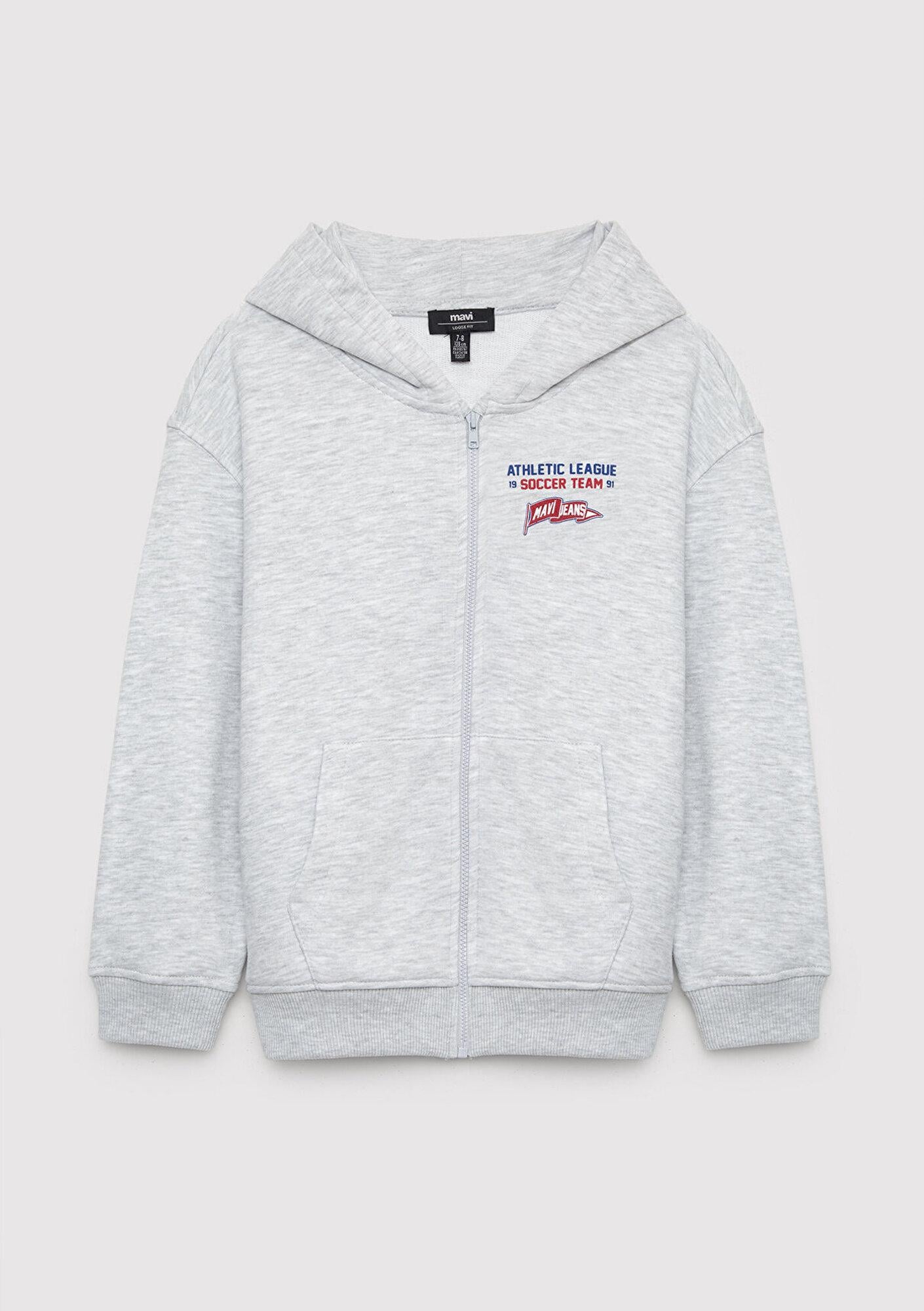 Mavi Kapüşonlu Gri Sweatshirt 6S10489-88467
