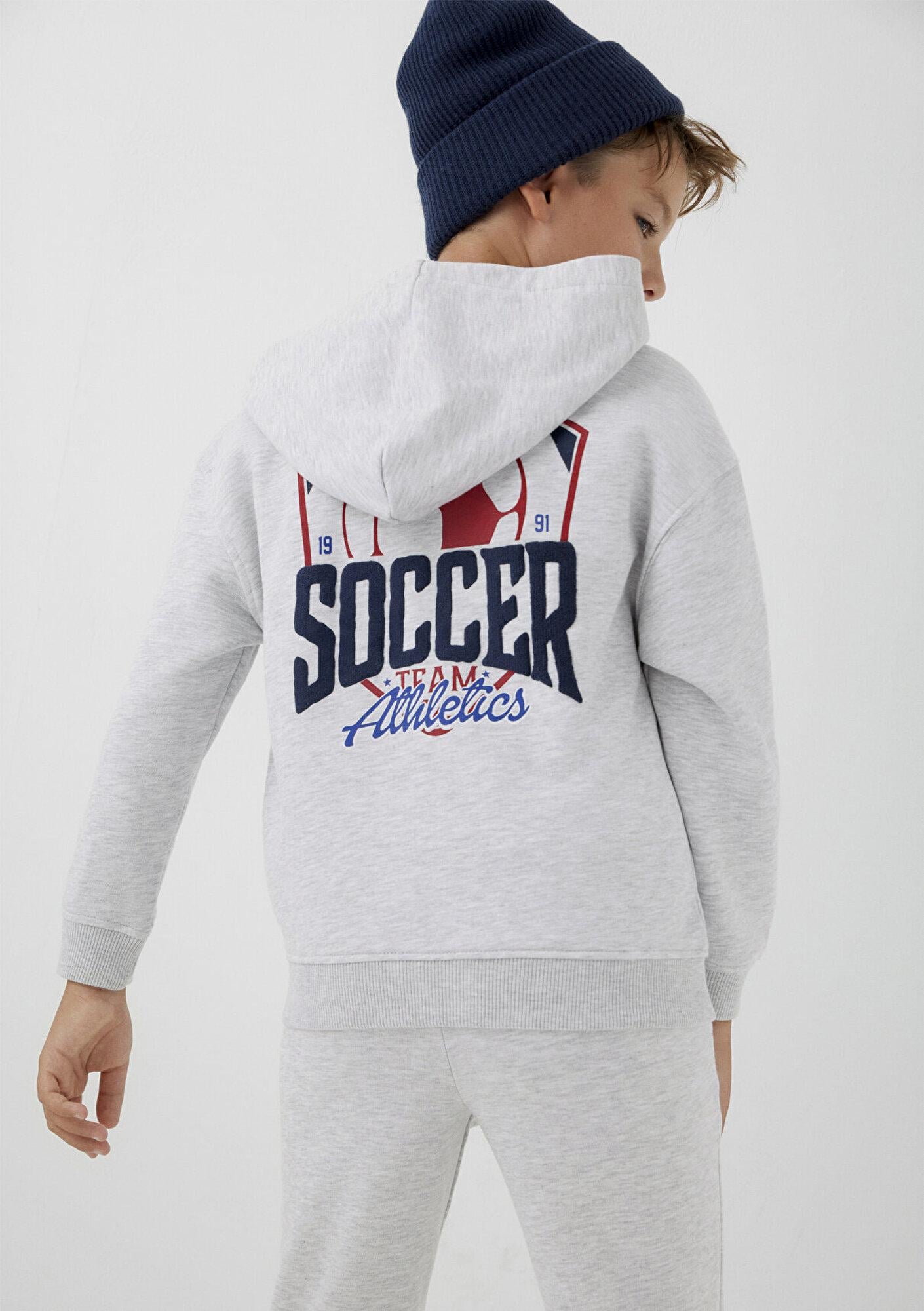Mavi Kapüşonlu Gri Sweatshirt 6S10489-88467