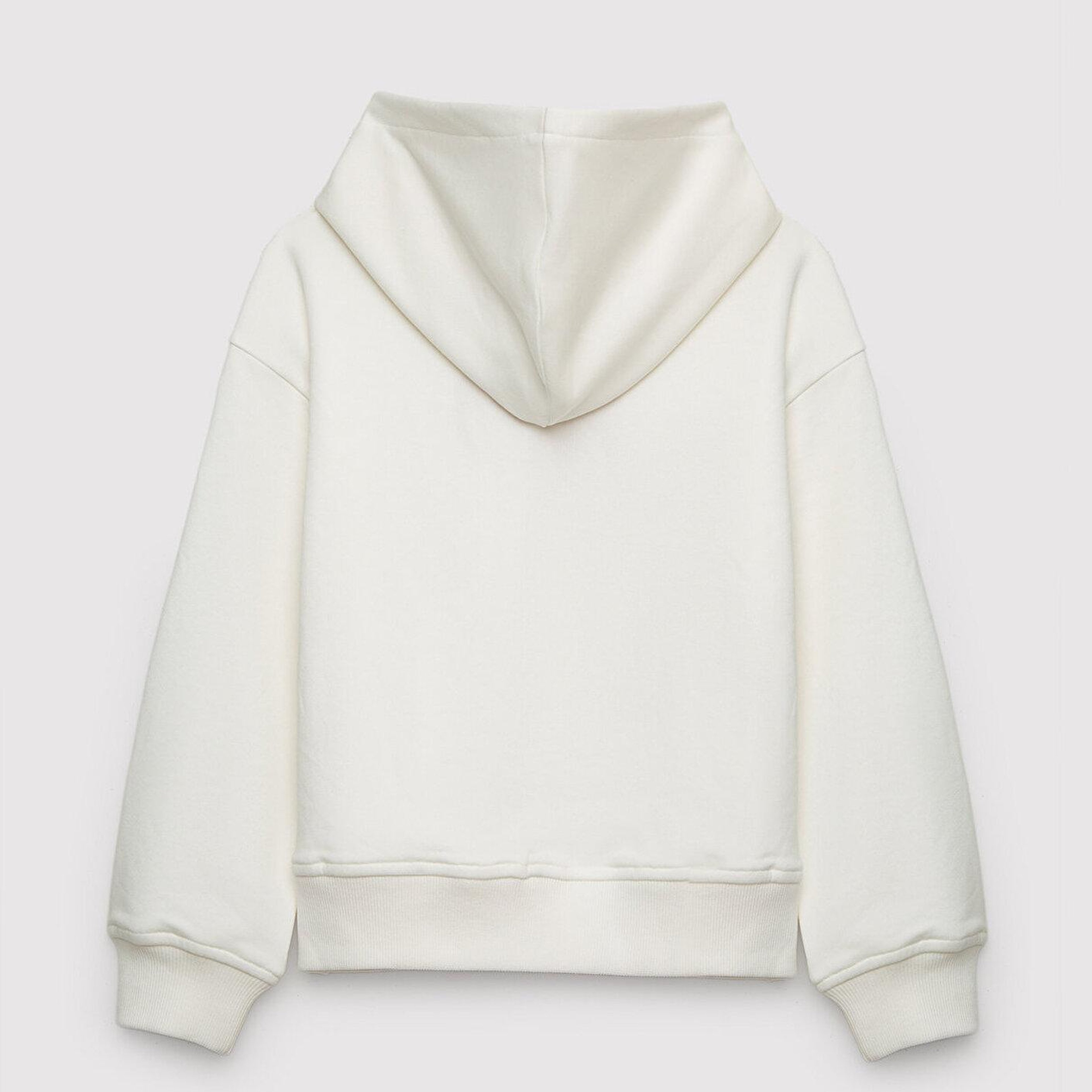 Mavi Kapüşonlu Ekru Sweatshirt 7S10198-70057