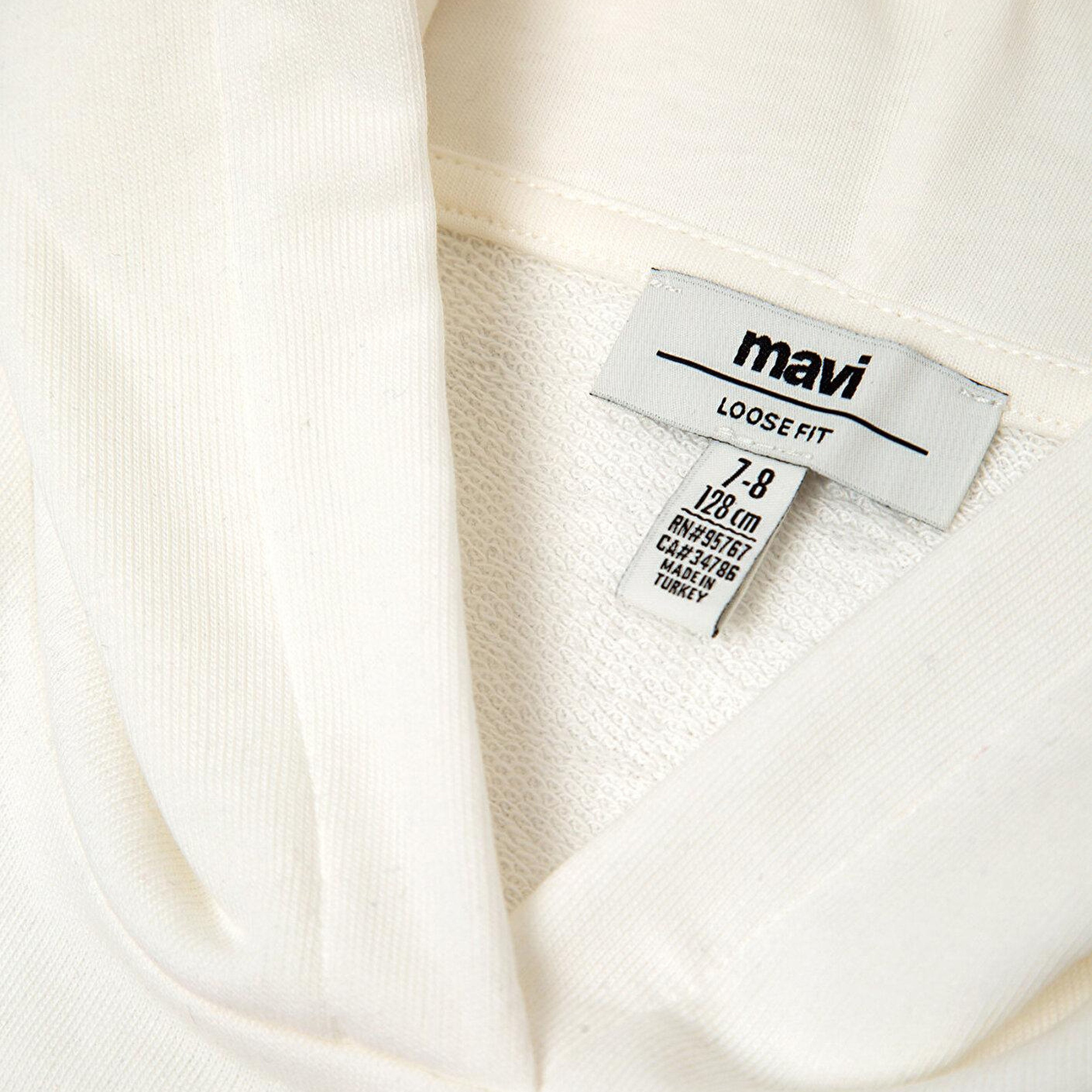 Mavi Kapüşonlu Ekru Sweatshirt 7S10198-70057