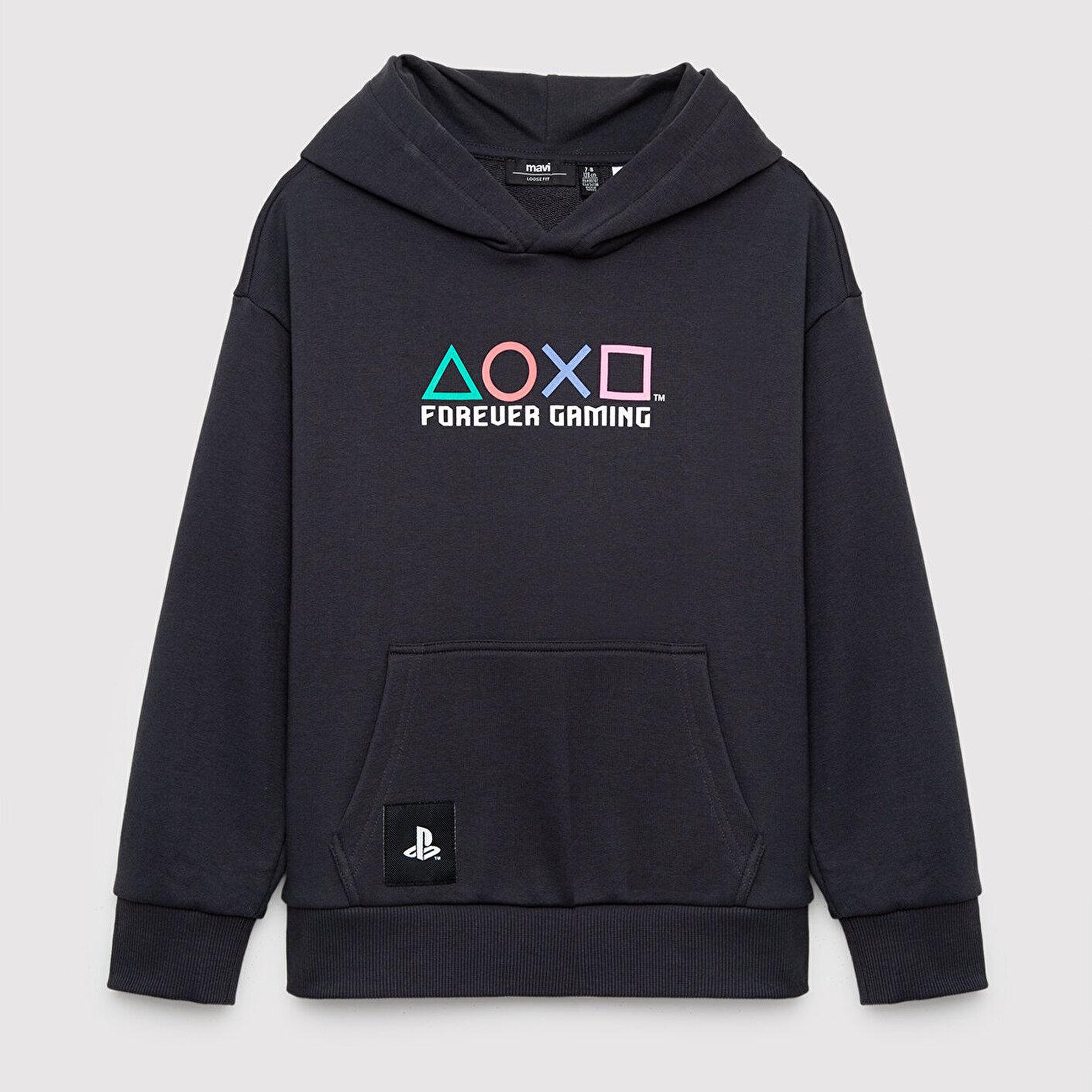 Mavi PlayStation Baskılı Kapüşonlu Sweatshirt 6S10194-70087