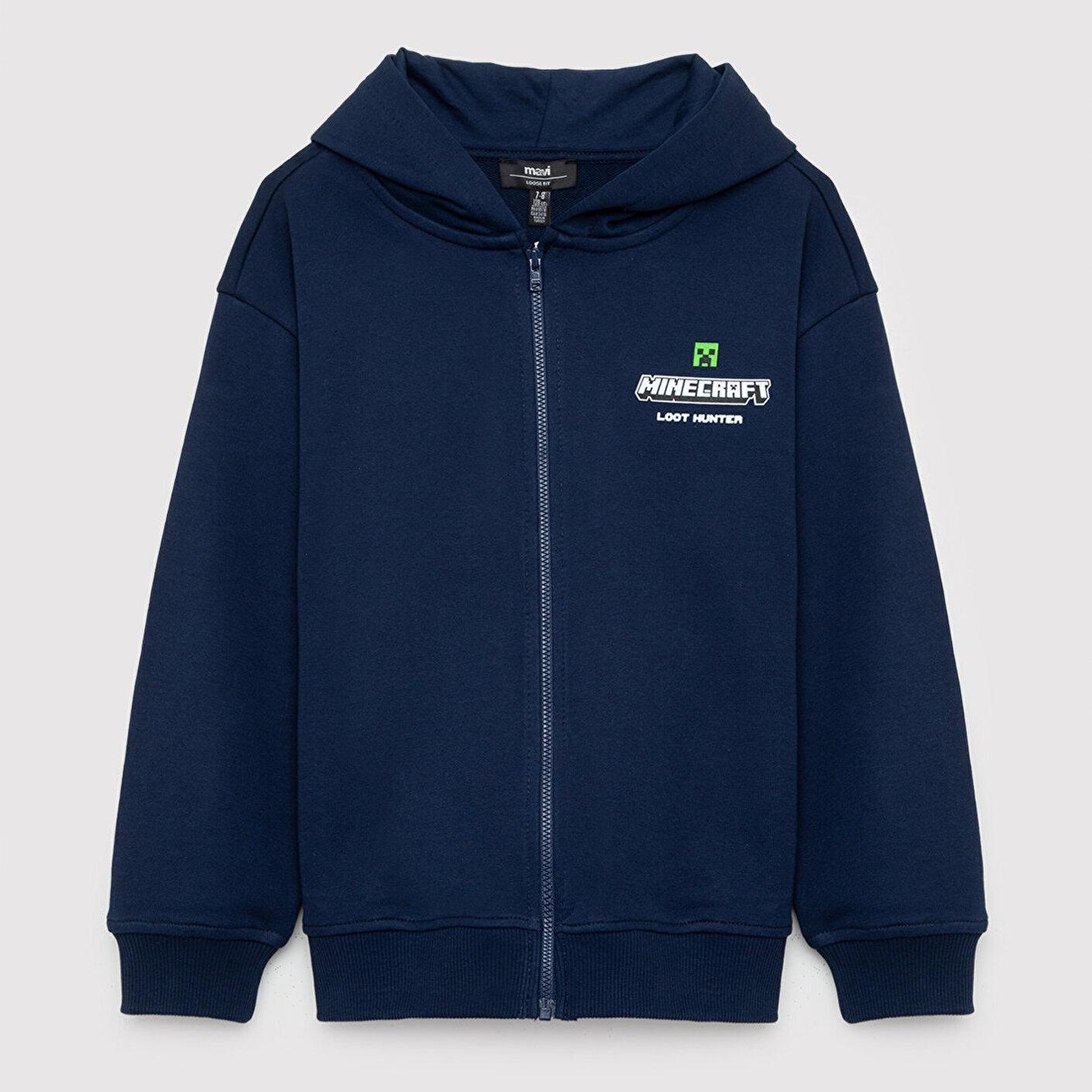 Mavi Minecraft Baskılı Kapüşonlu Sweatshirt 6S10187-84371