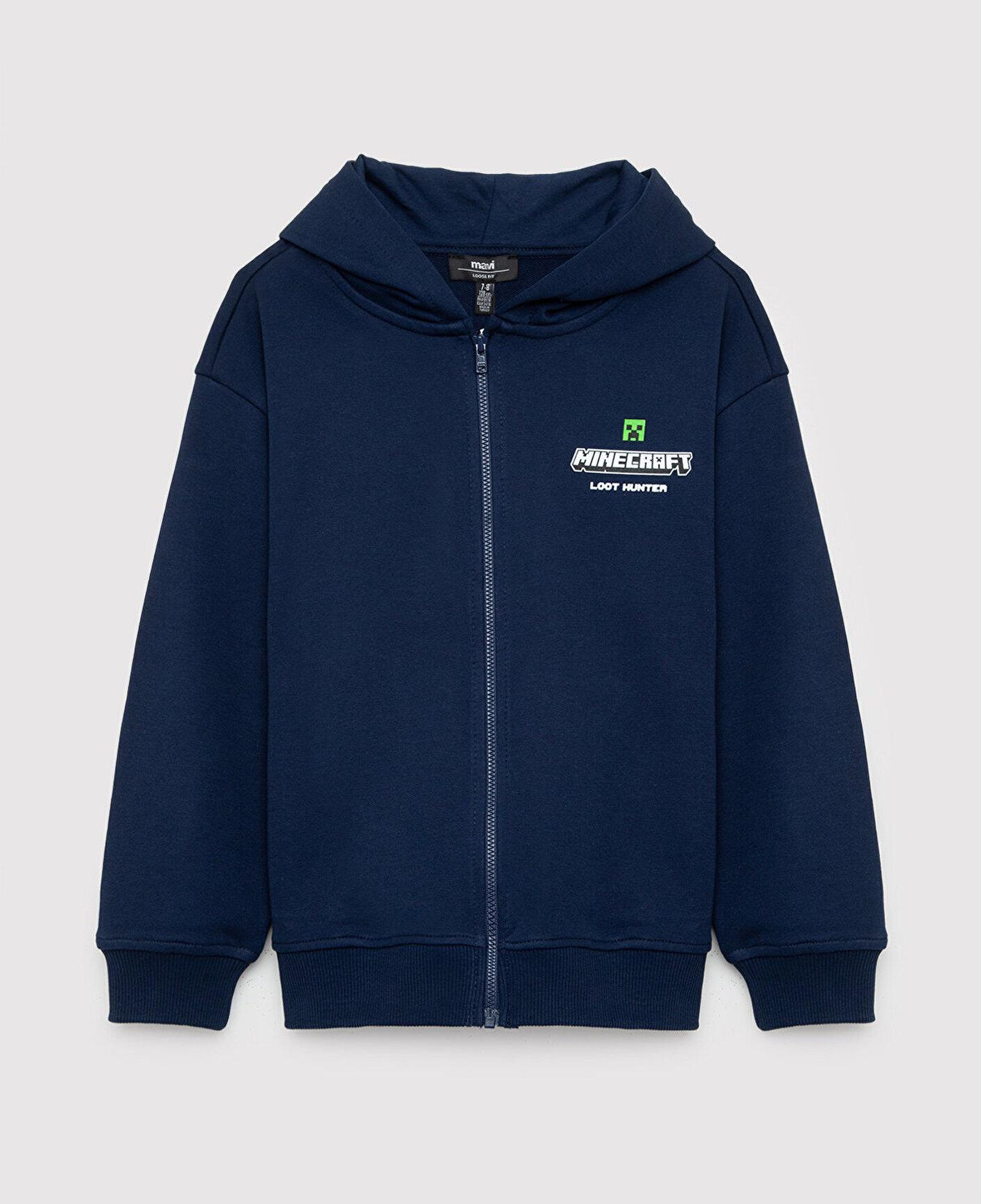 Mavi Minecraft Baskılı Kapüşonlu Sweatshirt 6S10187-84371