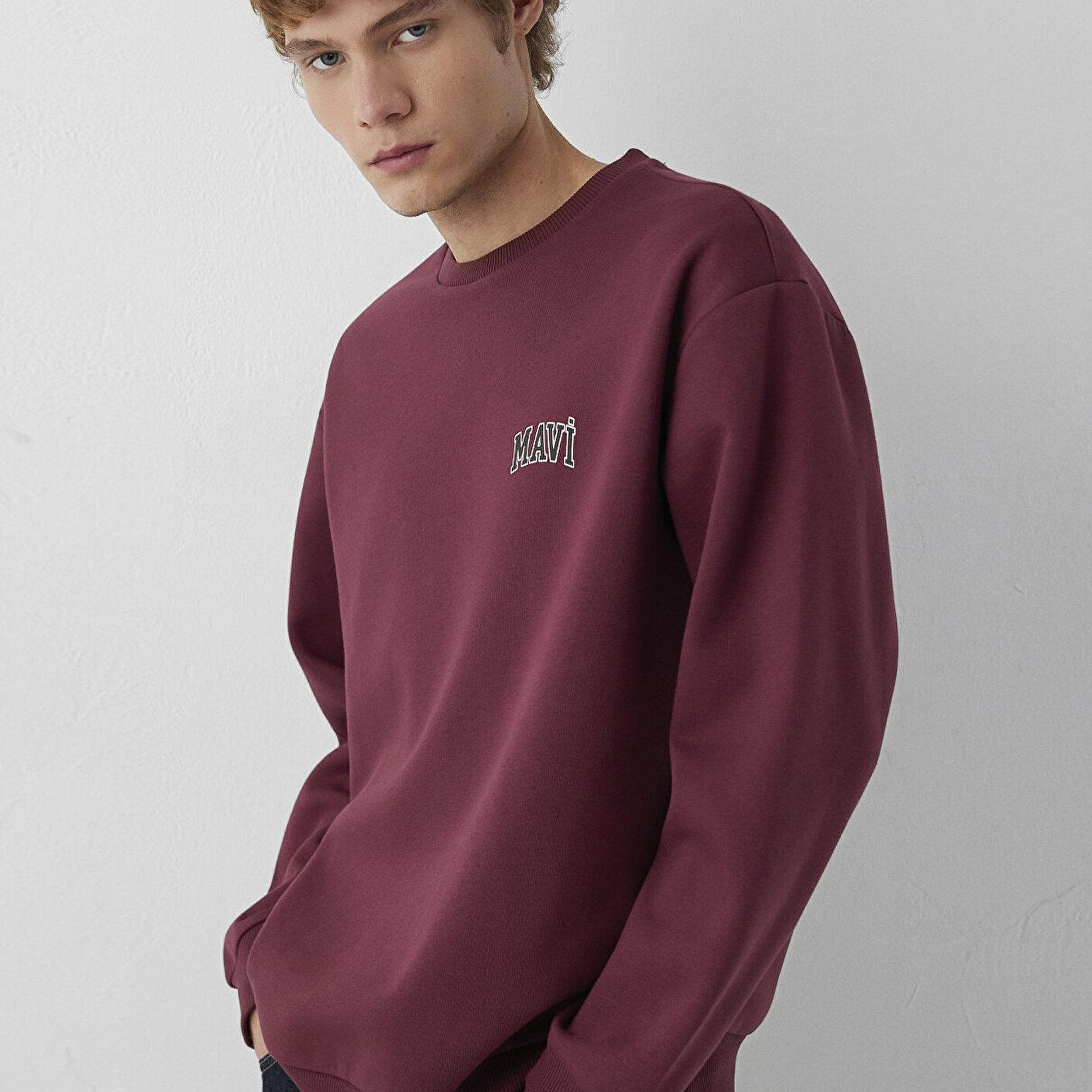 Mavi Mavi Logo Baskılı Bordo Sweatshirt 0611716-70393