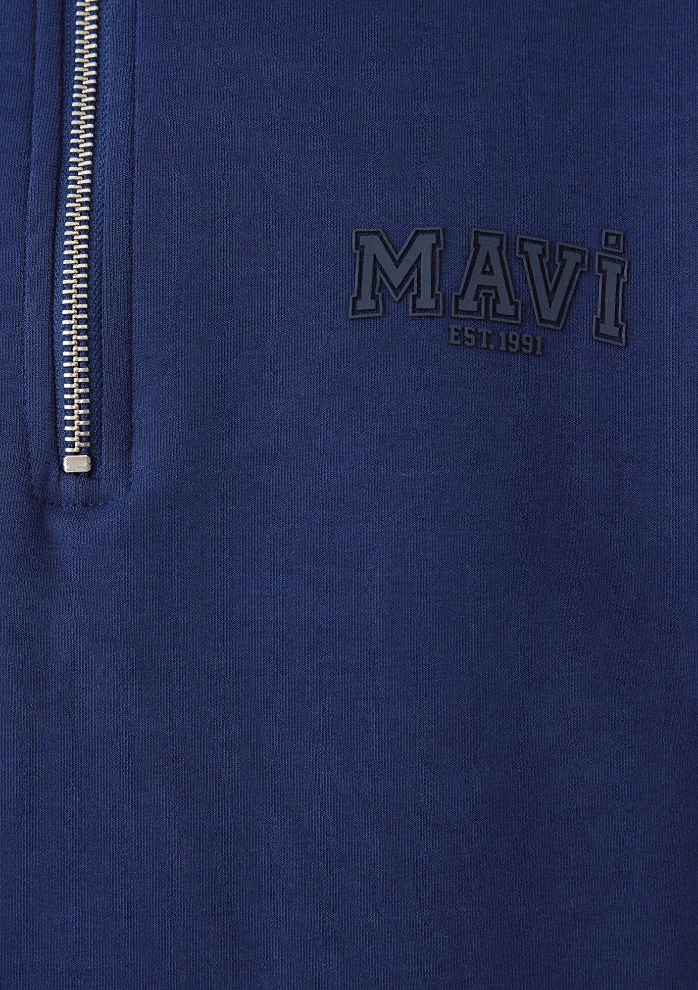 Mavi Mavi Logo Yarı Fermuarlı Lacivert Sweatshirt 1S10586-70491