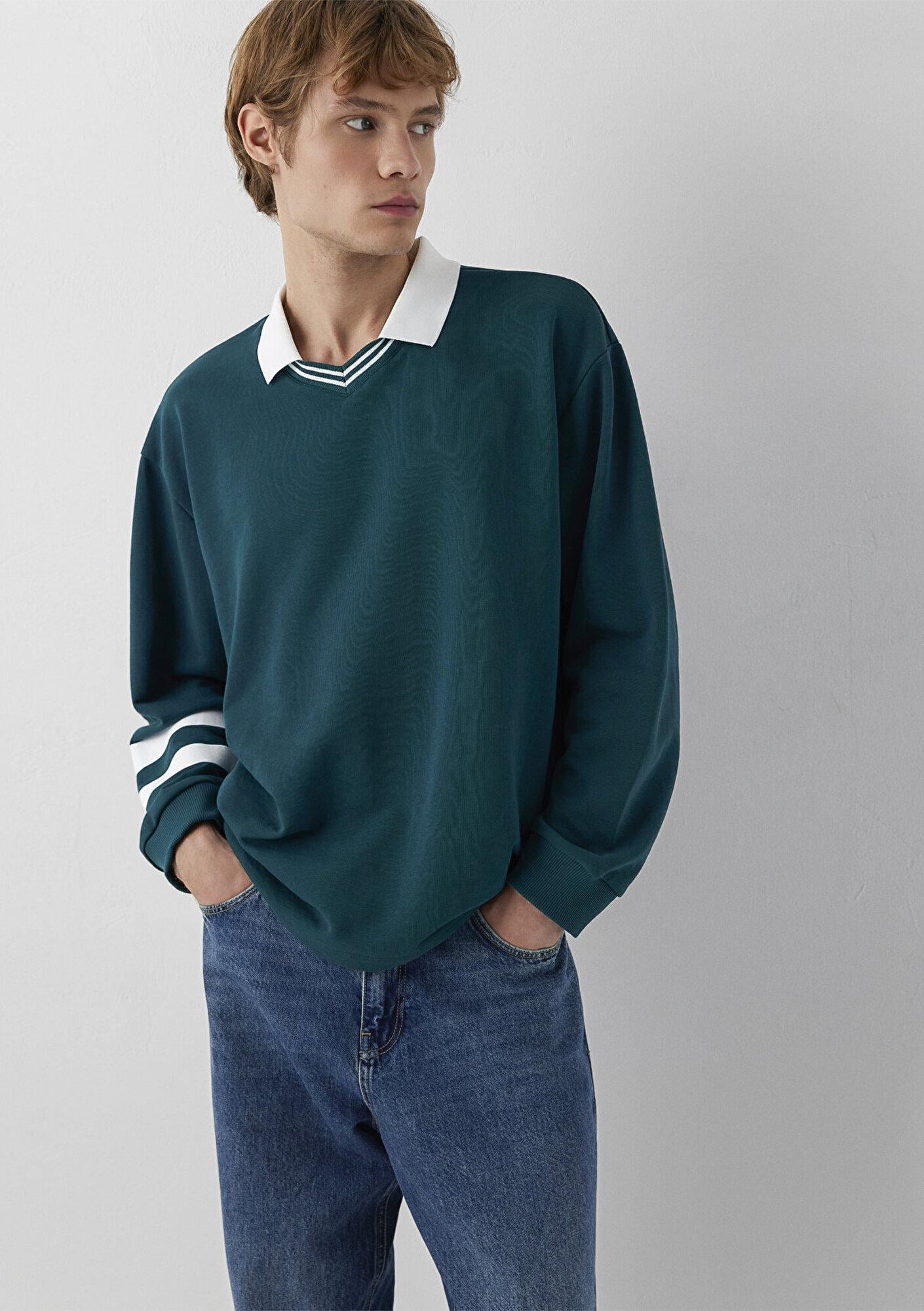 Mavi Polo Yaka Yeşil Sweatshirt 0S10612-90366