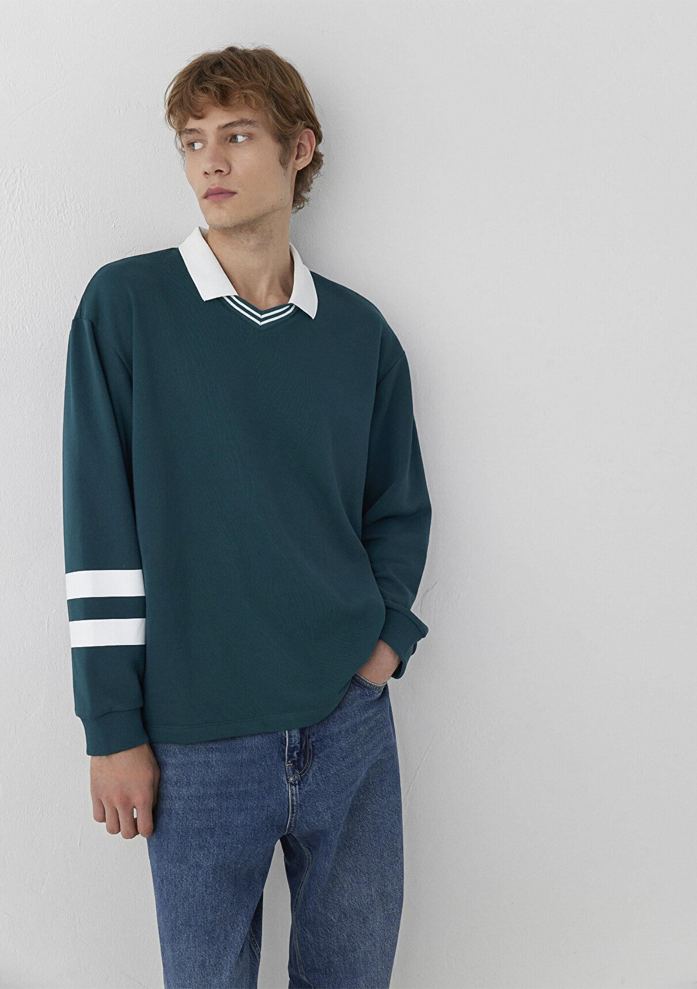 Mavi Polo Yaka Yeşil Sweatshirt 0S10612-90366