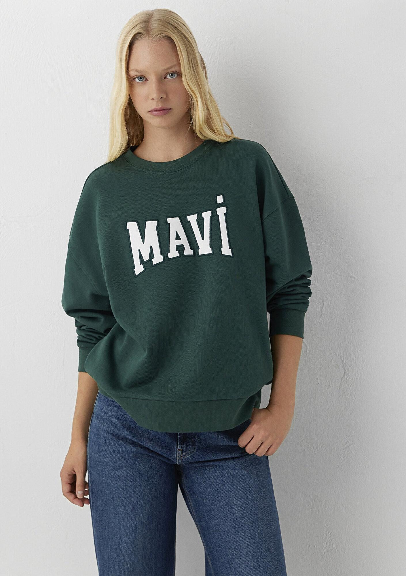 Mavi Mavi Logo Baskılı Yeşil Sweatshirt 1S10580-71538