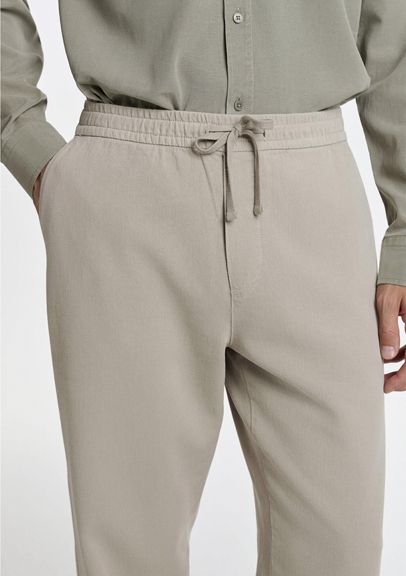 Mavi Keten (Tencel™) Lyocell Karışımlı Bej Jogger Pantolon 0010628-70146