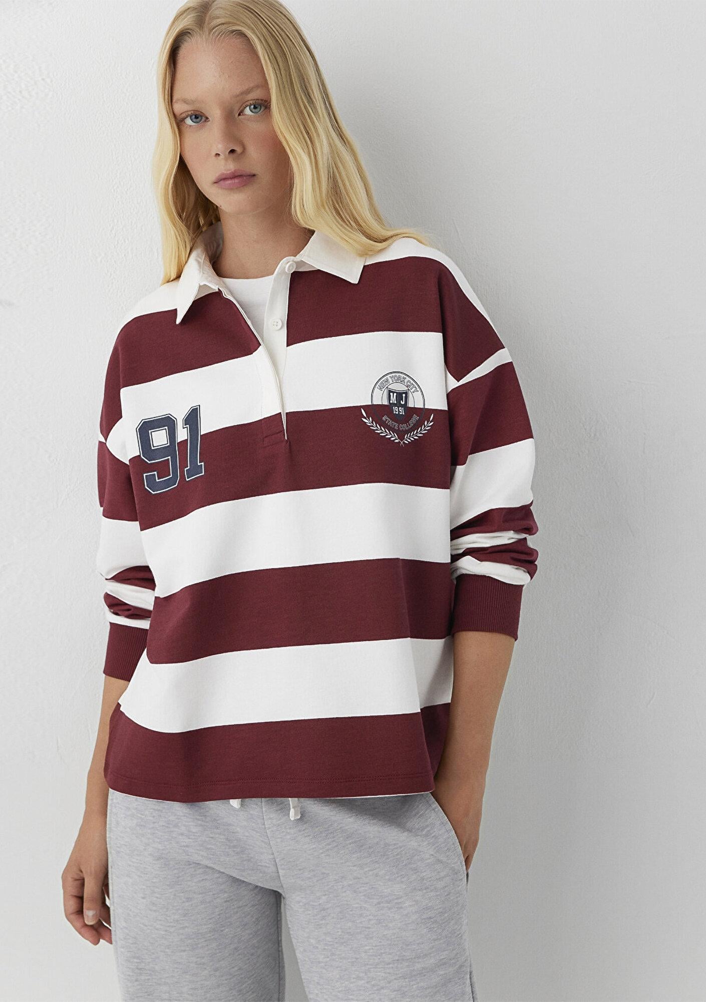 Mavi Baskılı Kırmızı Sweatshirt 1S20017-A6891