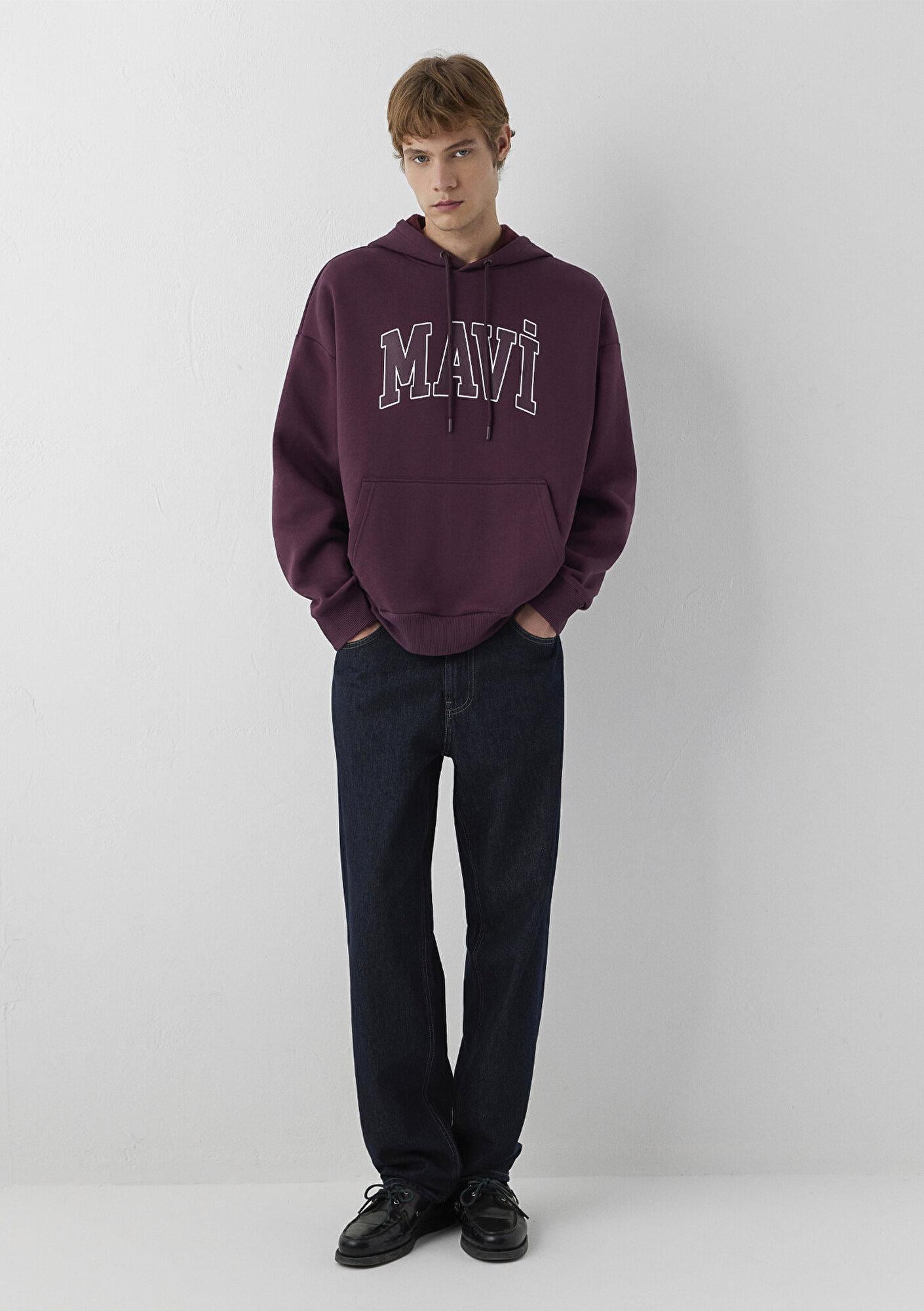 Mavi Mavi Logo Baskılı Kapüşonlu Mor Sweatshirt 067149-70434