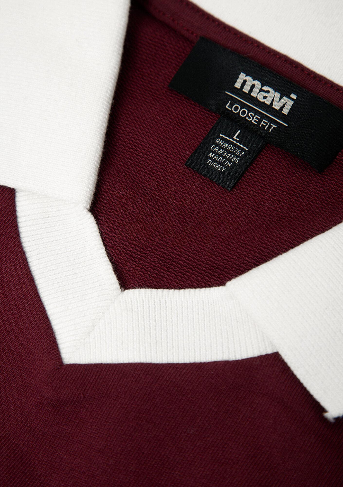 Mavi Polo Yaka Baskılı Bordo Sweatshirt 0S10683-70426