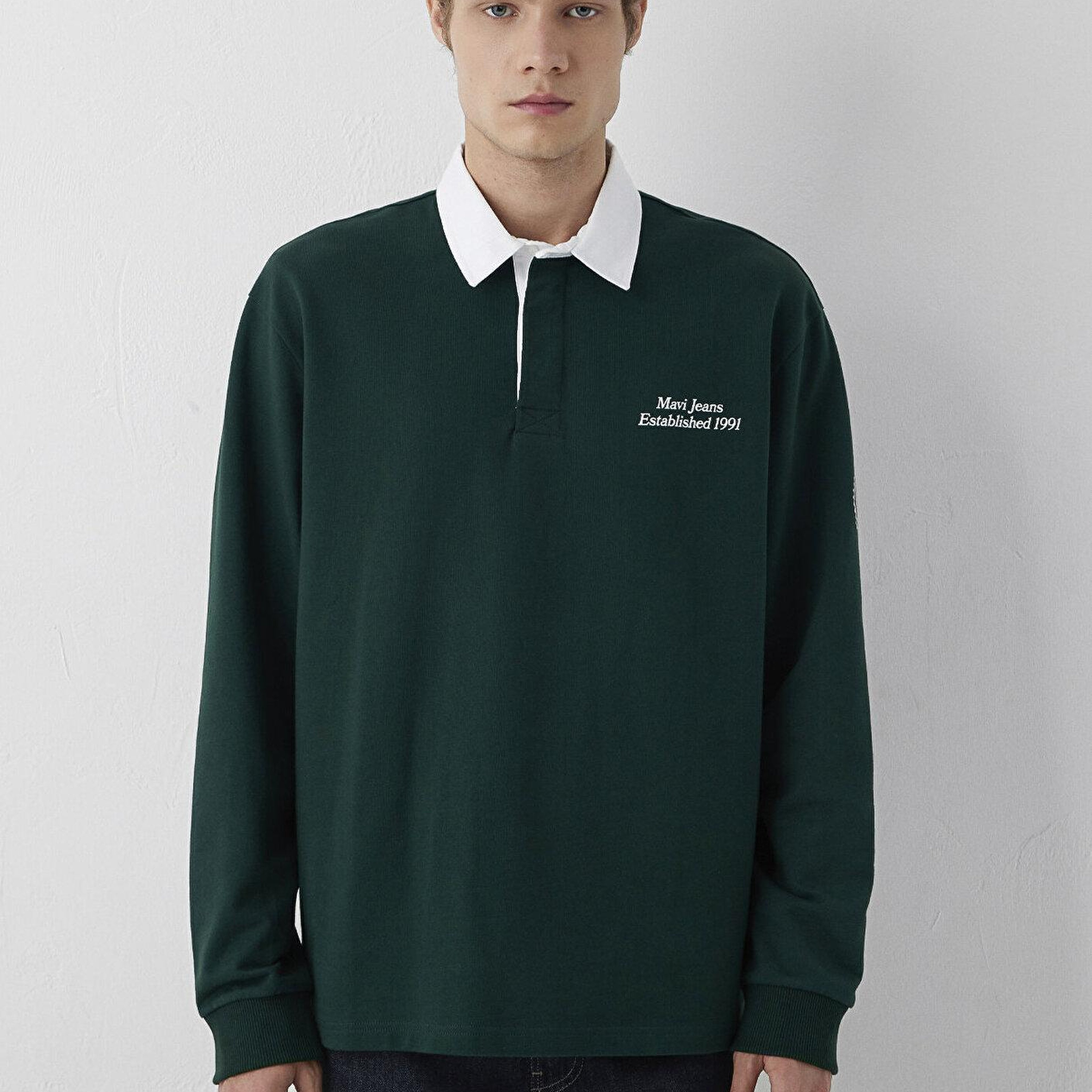 Mavi Polo Yaka Baskılı Yeşil Sweatshirt 0S10684-90960