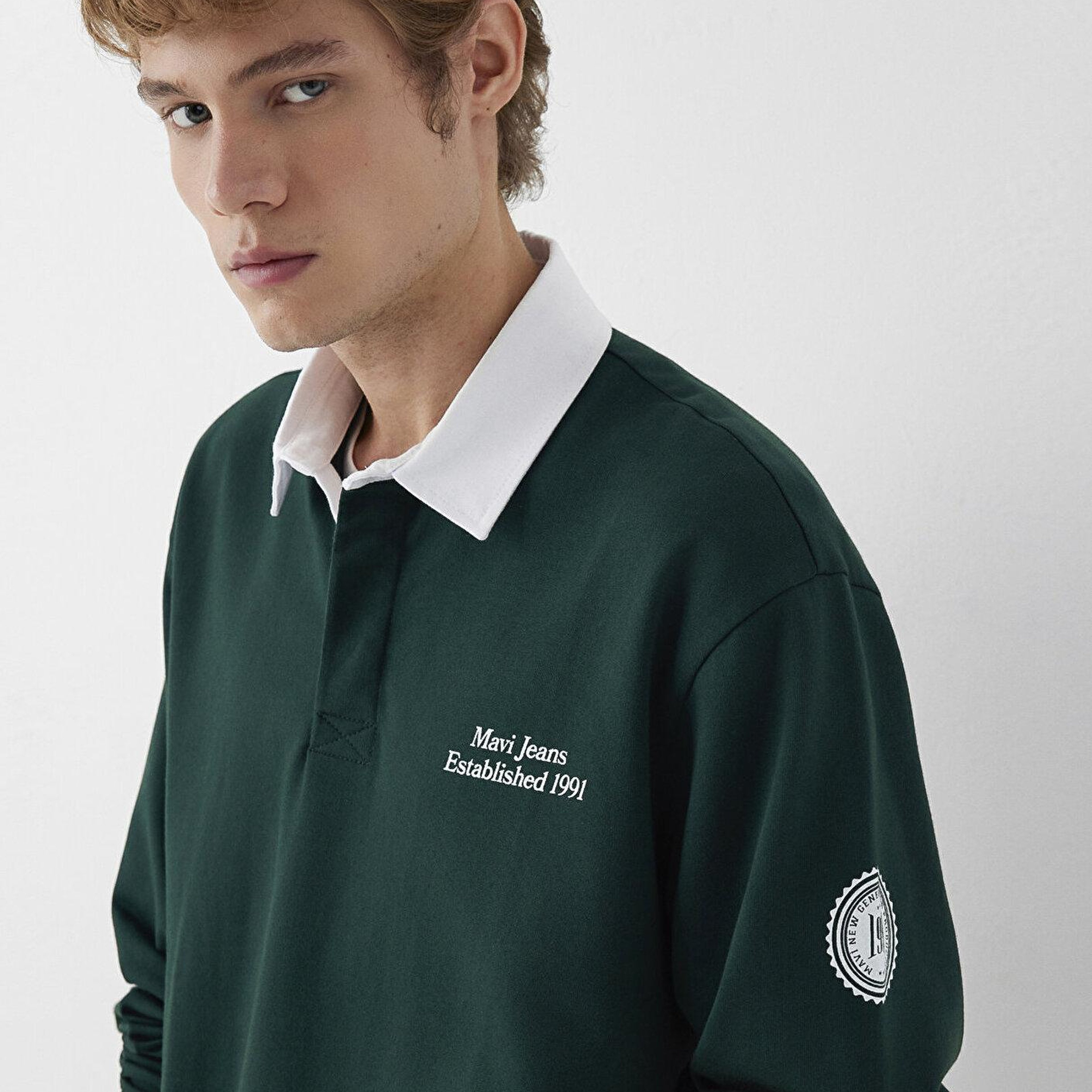 Mavi Polo Yaka Baskılı Yeşil Sweatshirt 0S10684-90960