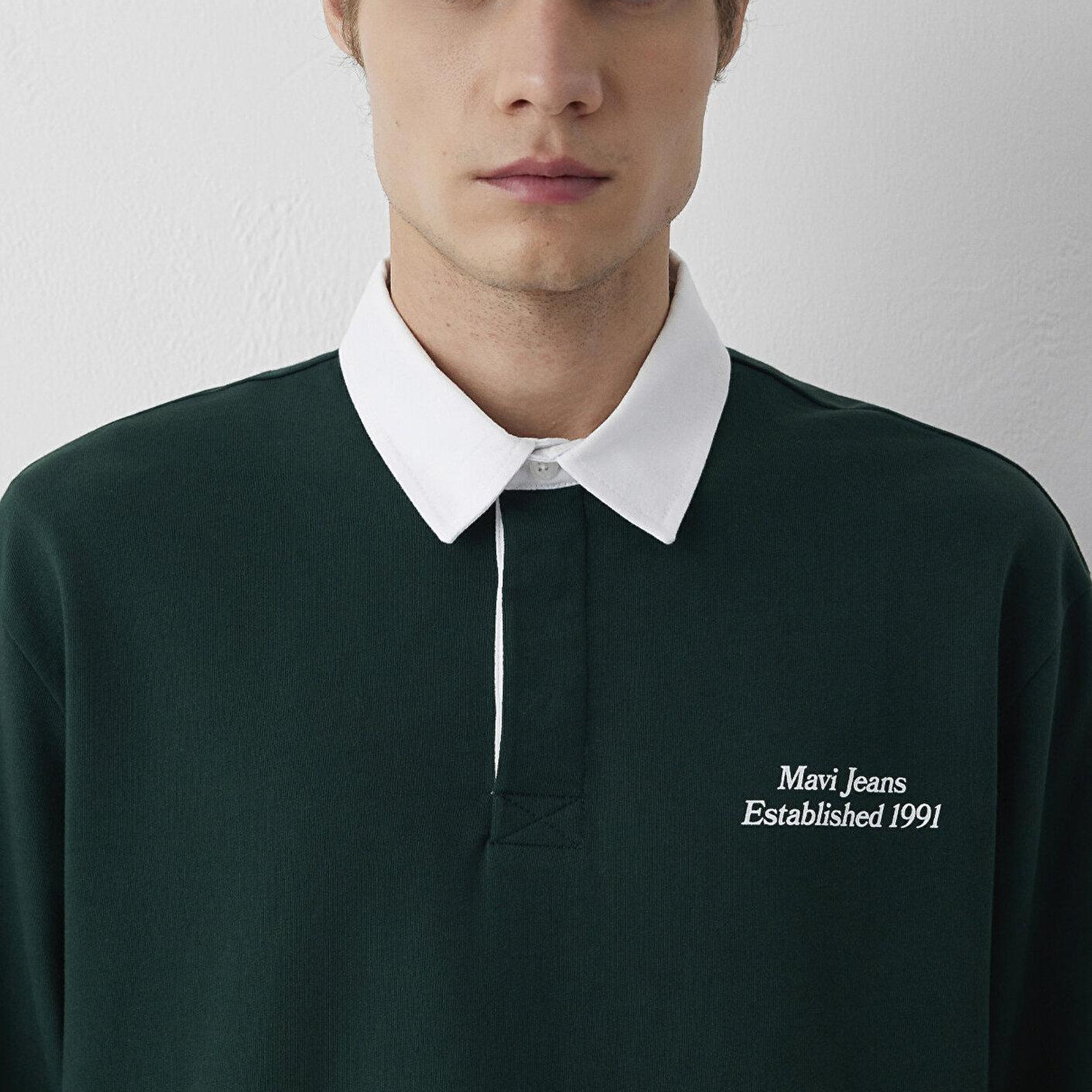 Mavi Polo Yaka Baskılı Yeşil Sweatshirt 0S10684-90960