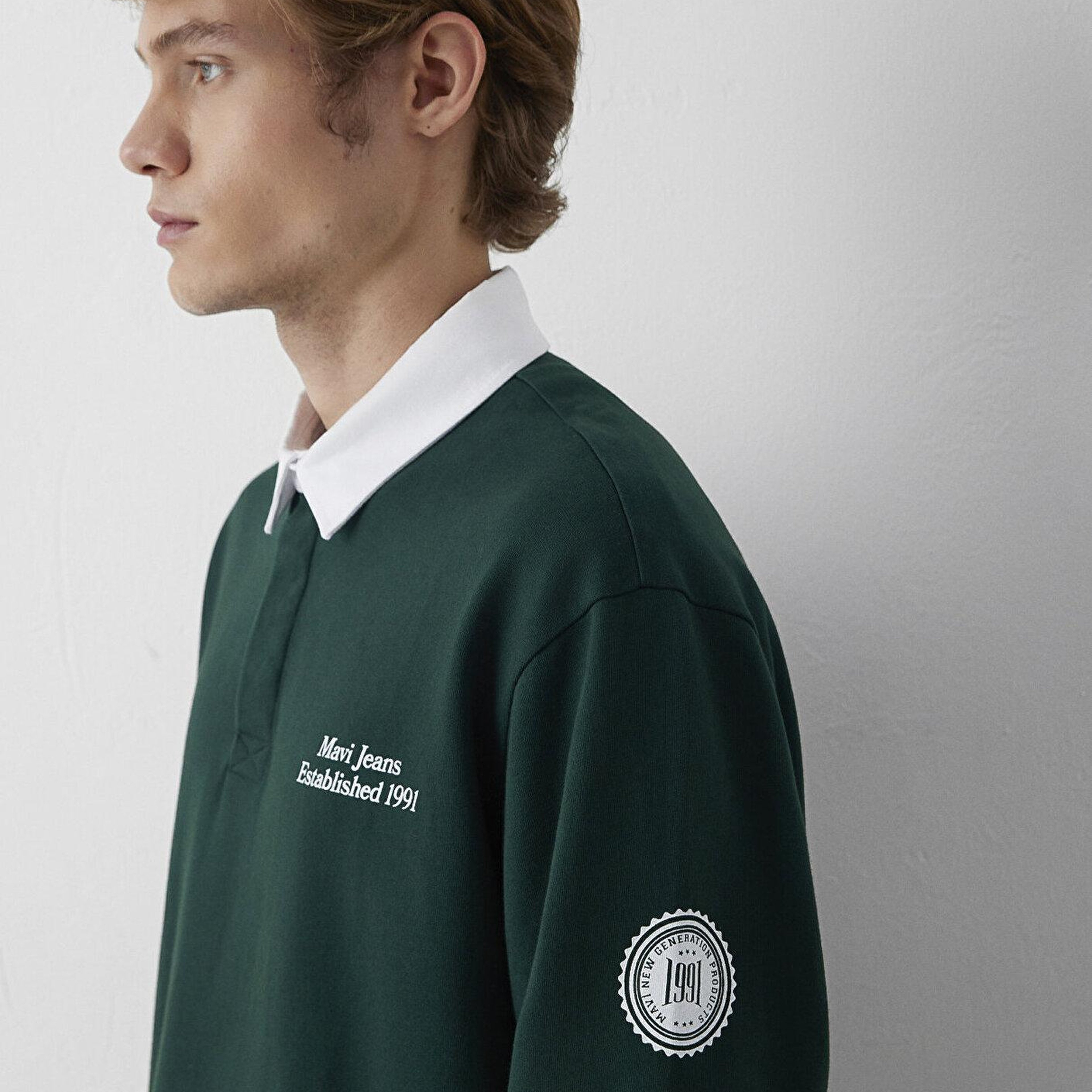 Mavi Polo Yaka Baskılı Yeşil Sweatshirt 0S10684-90960