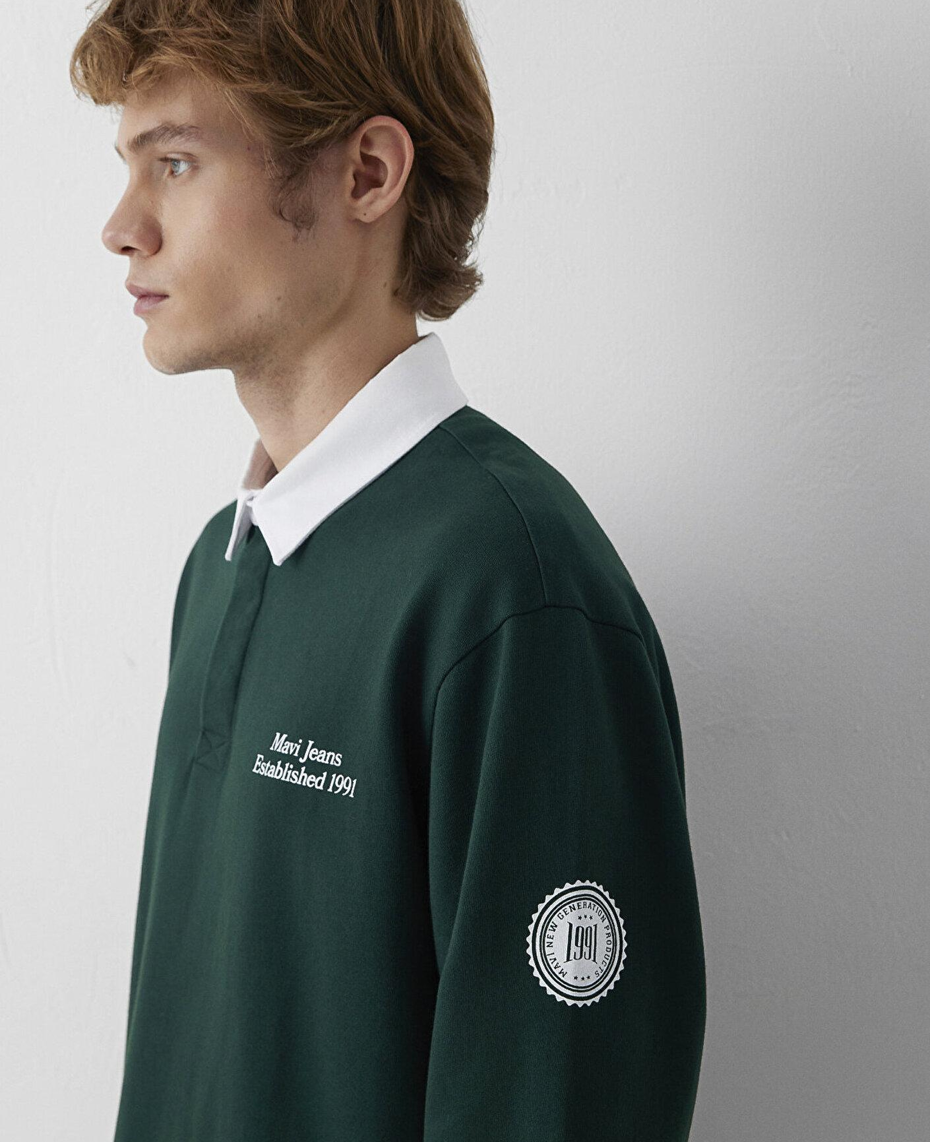 Mavi Polo Yaka Baskılı Yeşil Sweatshirt 0S10684-90960