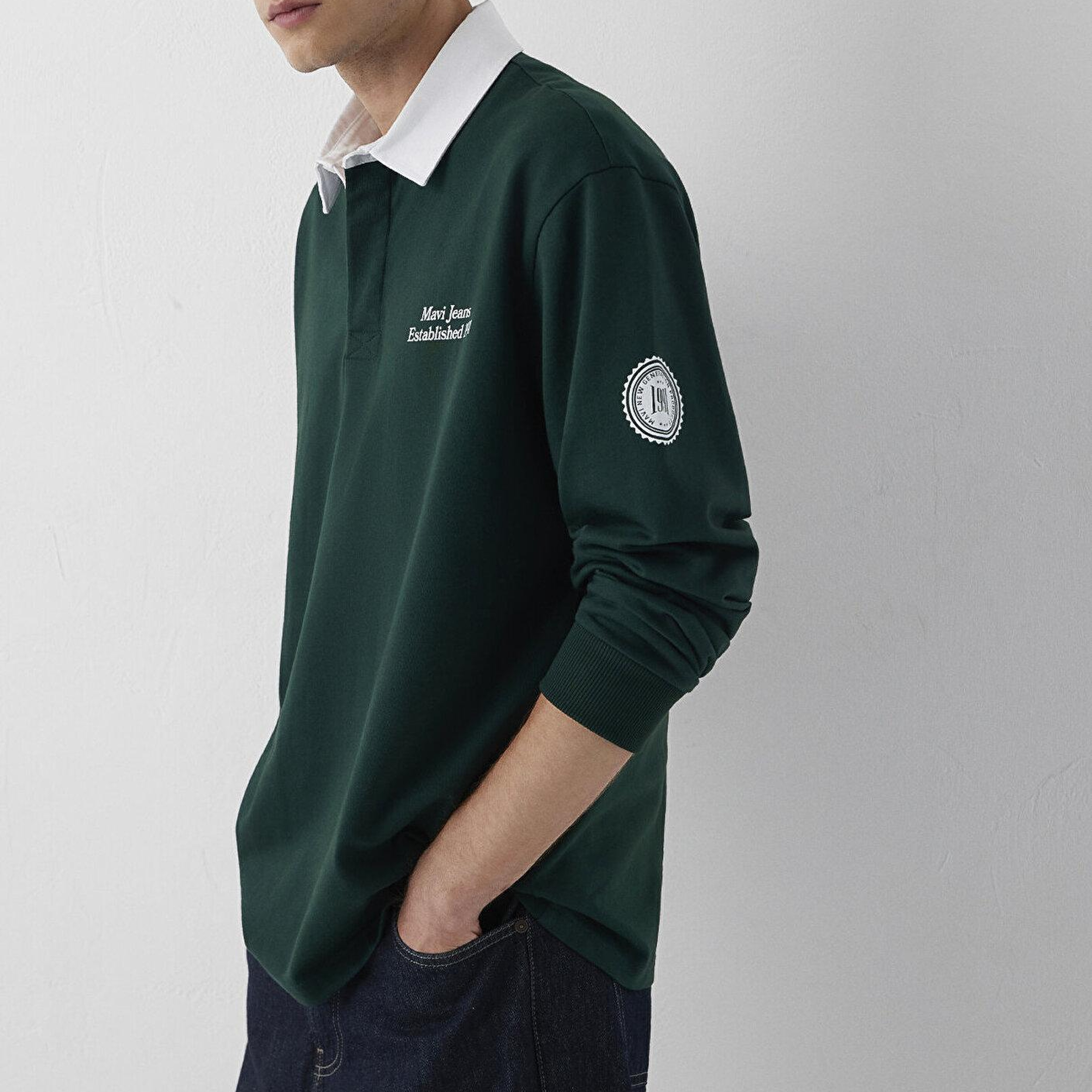 Mavi Polo Yaka Baskılı Yeşil Sweatshirt 0S10684-90960
