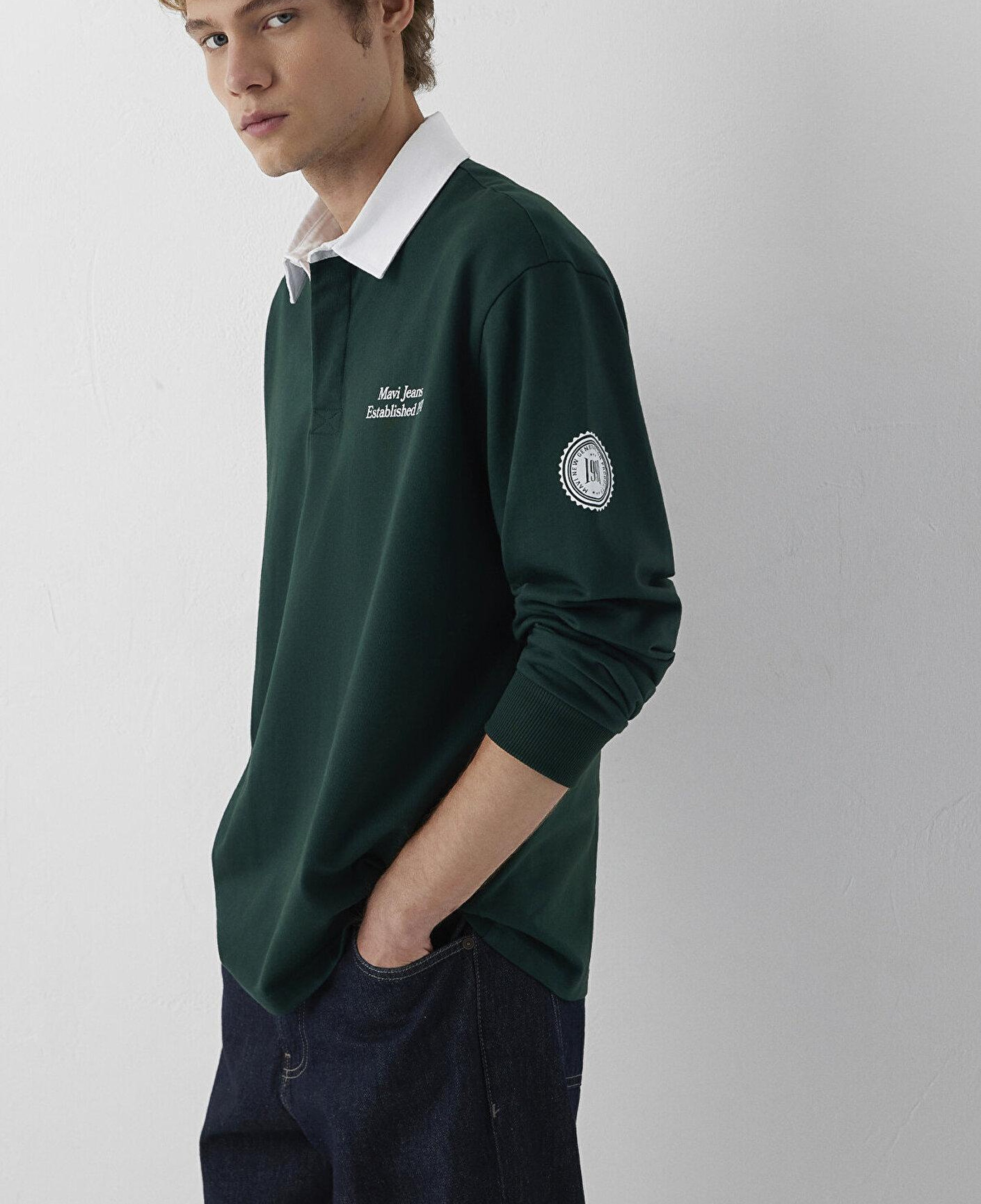 Mavi Polo Yaka Baskılı Yeşil Sweatshirt 0S10684-90960