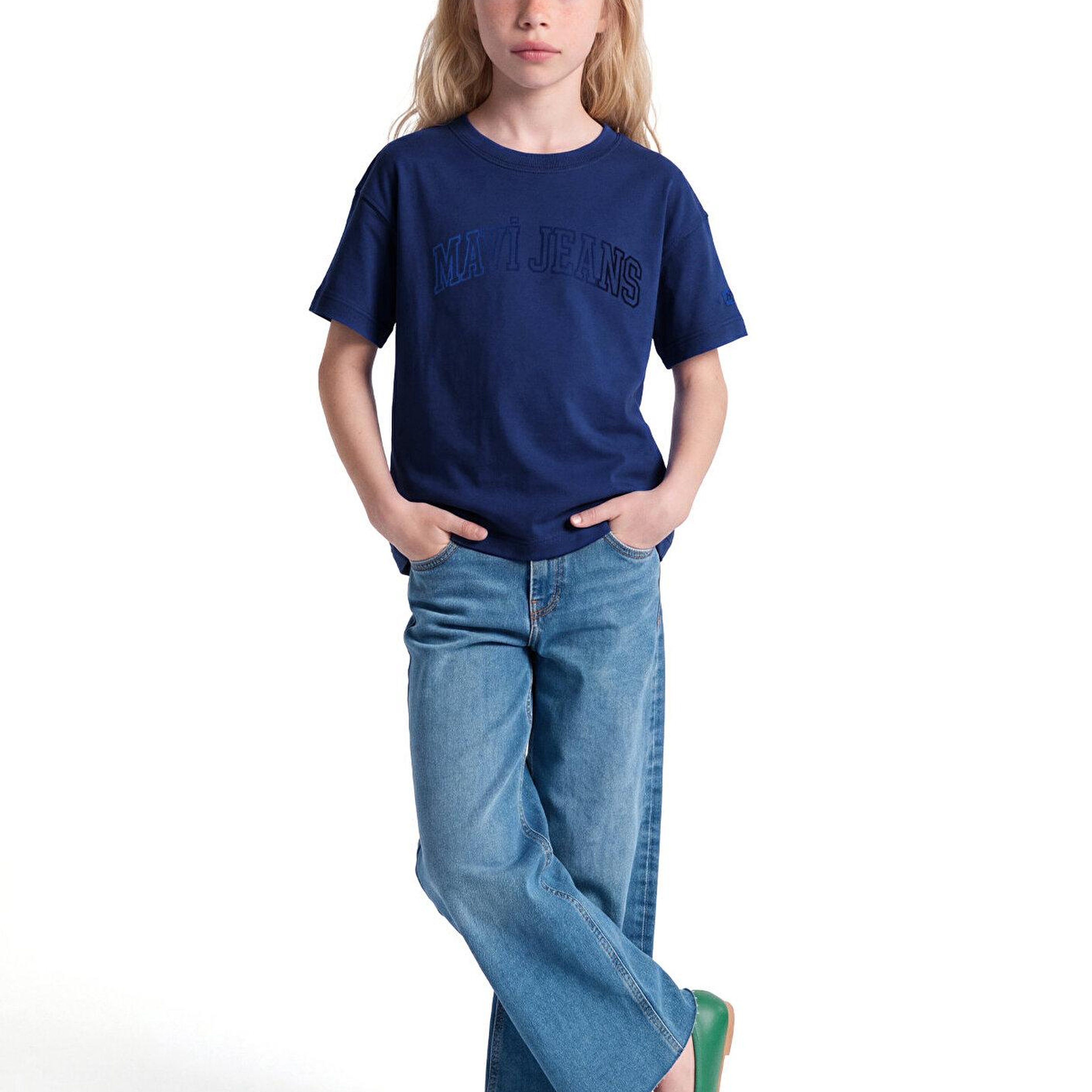 Mavi Baskılı Lacivert Tişört Loose Fit / Bol Rahat Kesim 7620059-70722