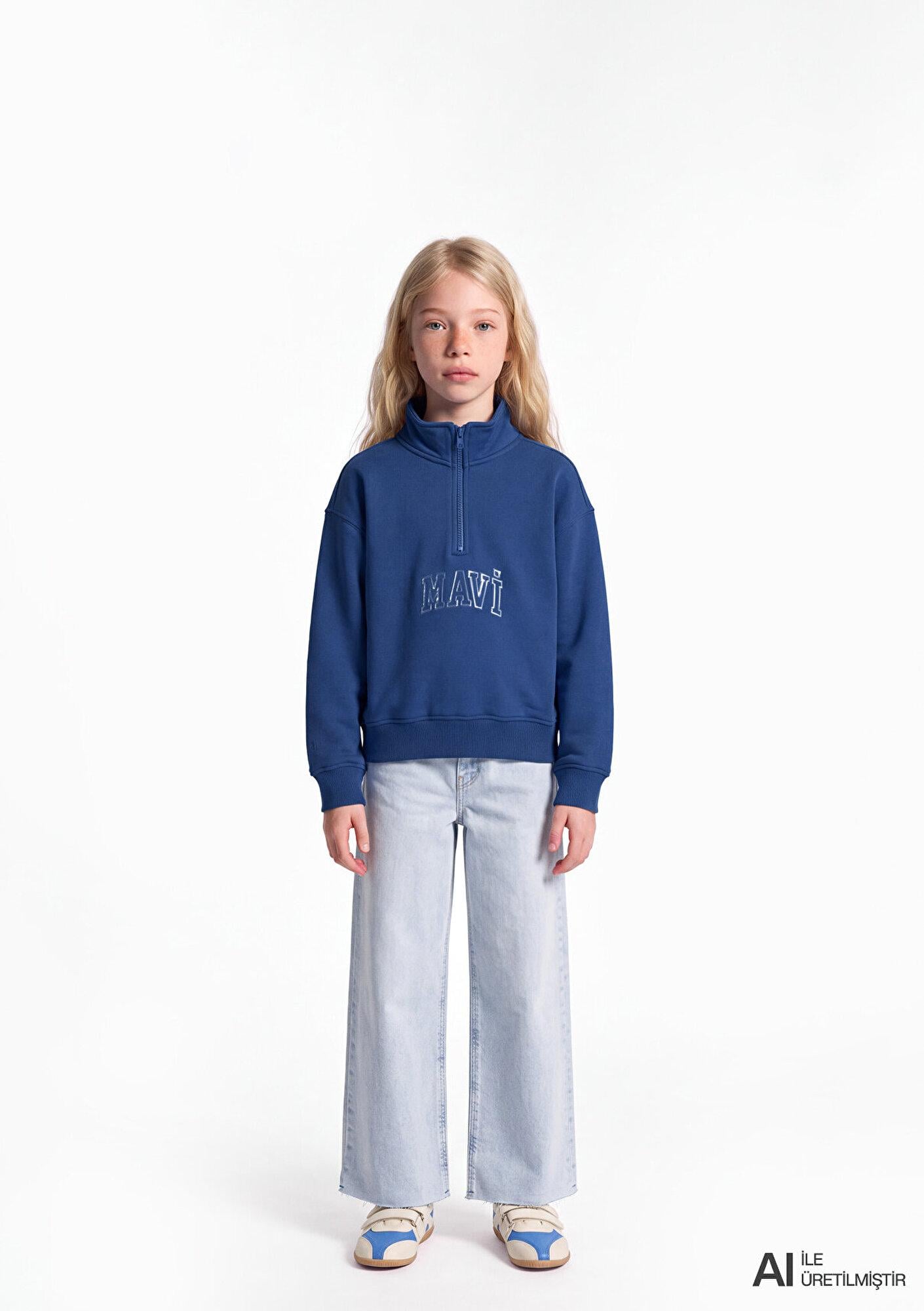 Mavi Mavi Logo Baskılı Mavi Sweatshirt 7S20068-70896