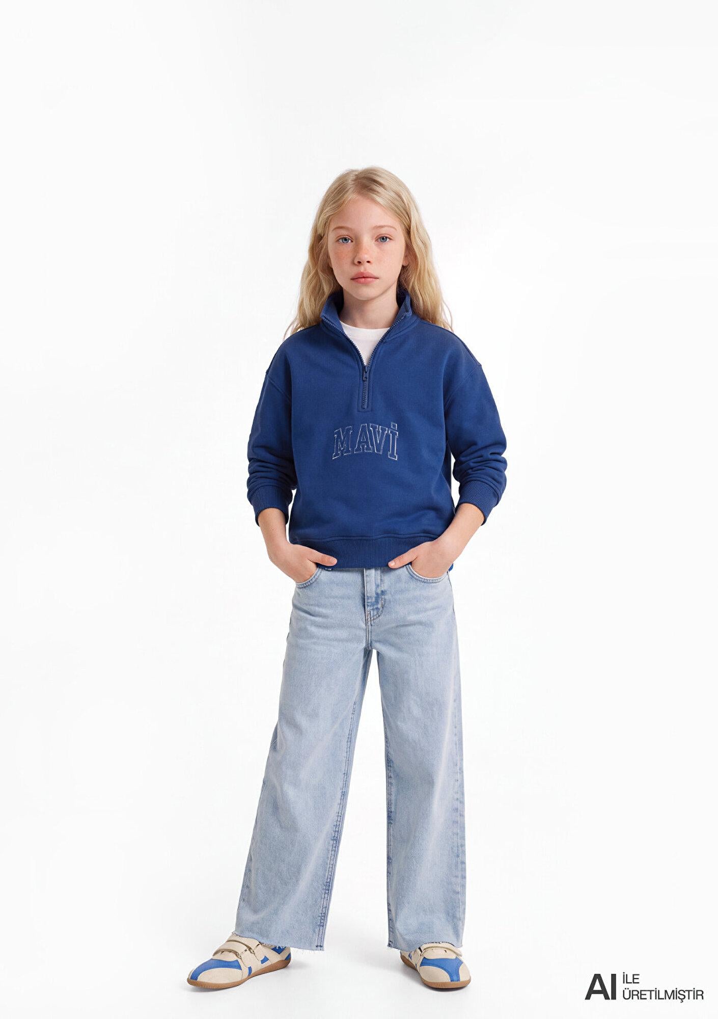 Mavi Mavi Logo Baskılı Mavi Sweatshirt 7S20068-70896