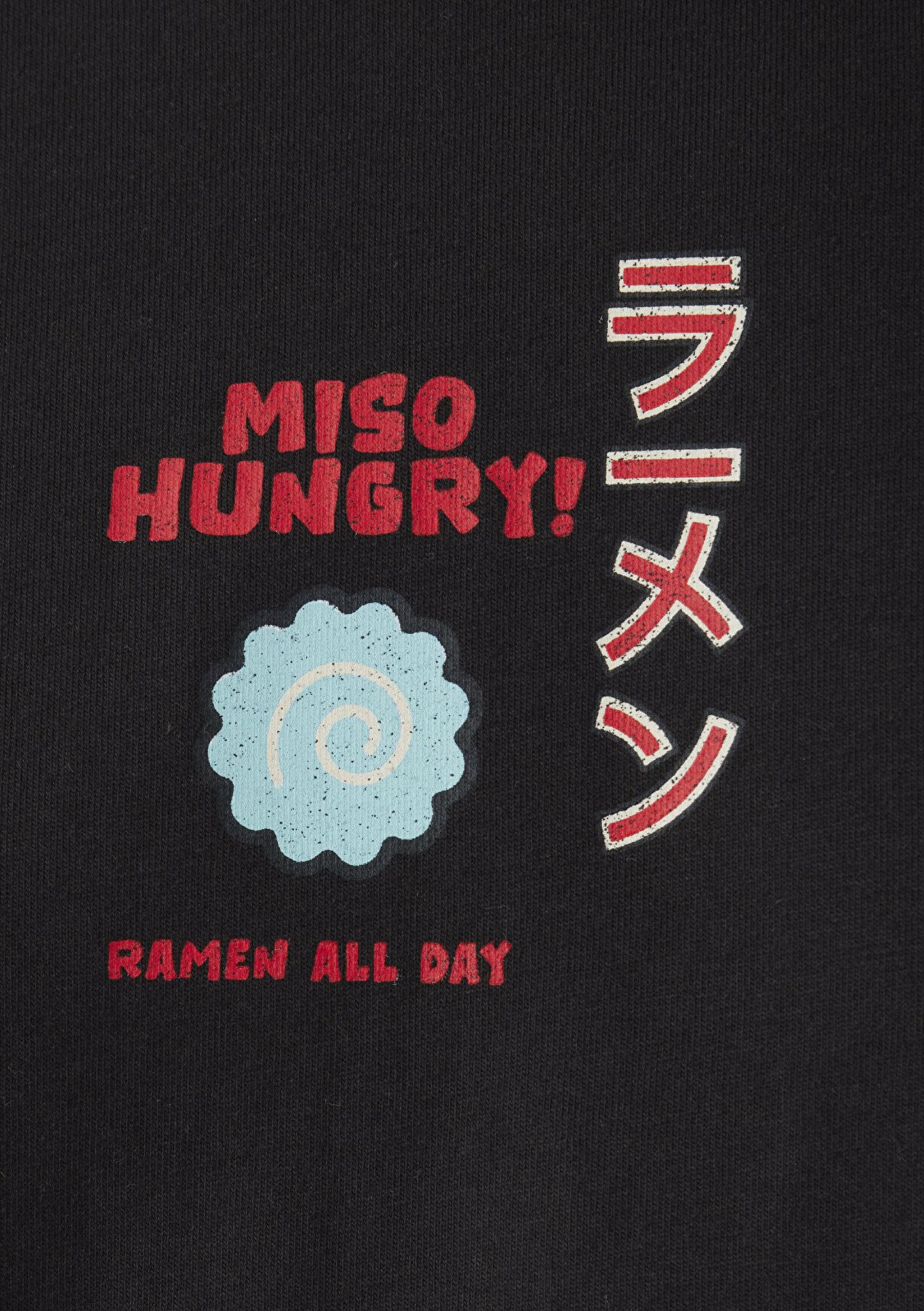 Mavi Ramen Baskılı Uzun Kollu Tişört Oversize / Geniş Kesim 1620323-90892