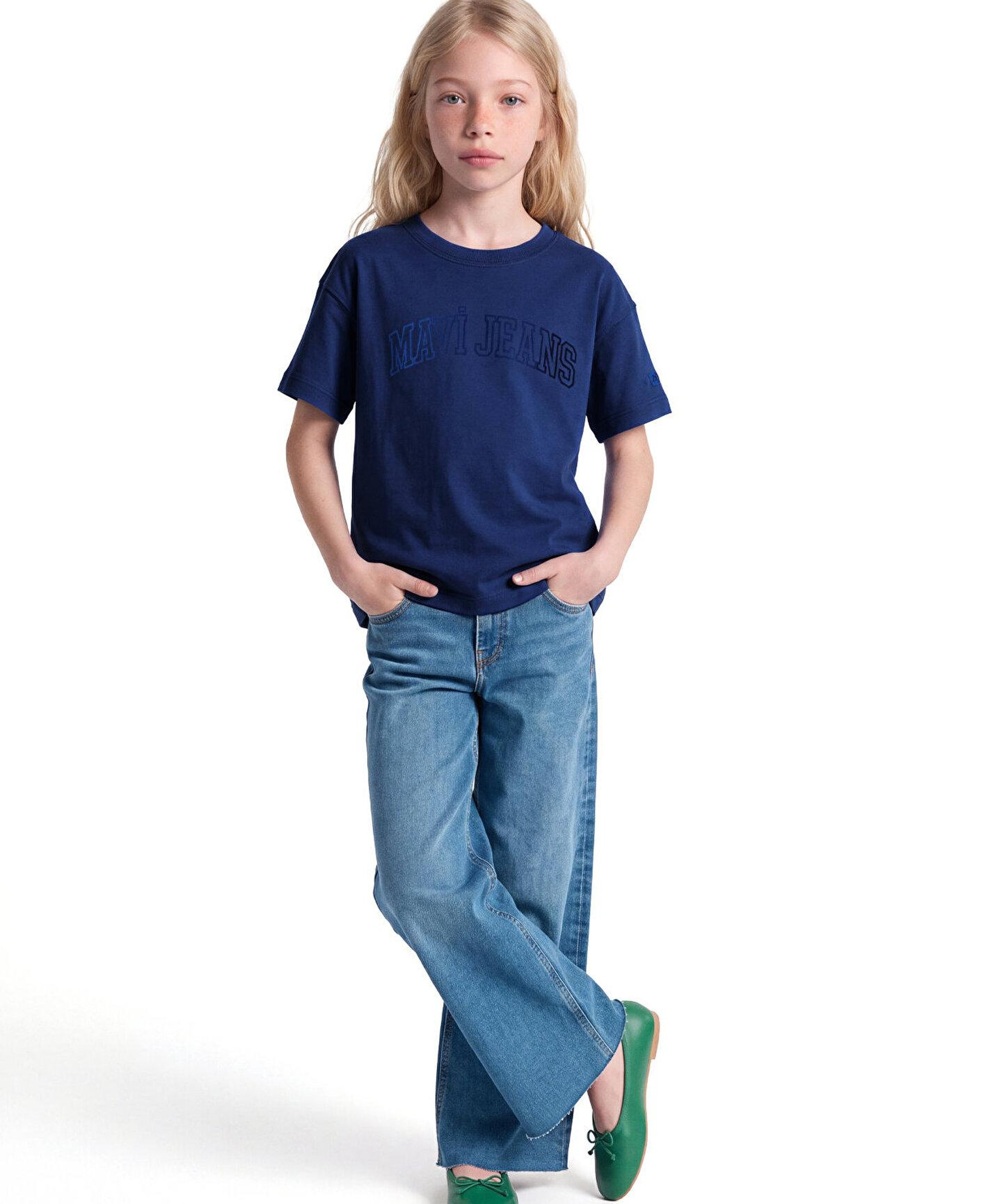 Mavi Baskılı Lacivert Tişört Loose Fit / Bol Rahat Kesim 7620059-70722