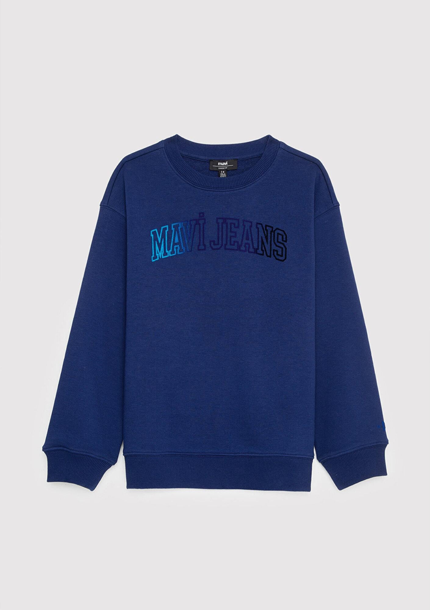 Mavi Mavi Logo Baskılı Lacivert Sweatshirt 6S20063-70722