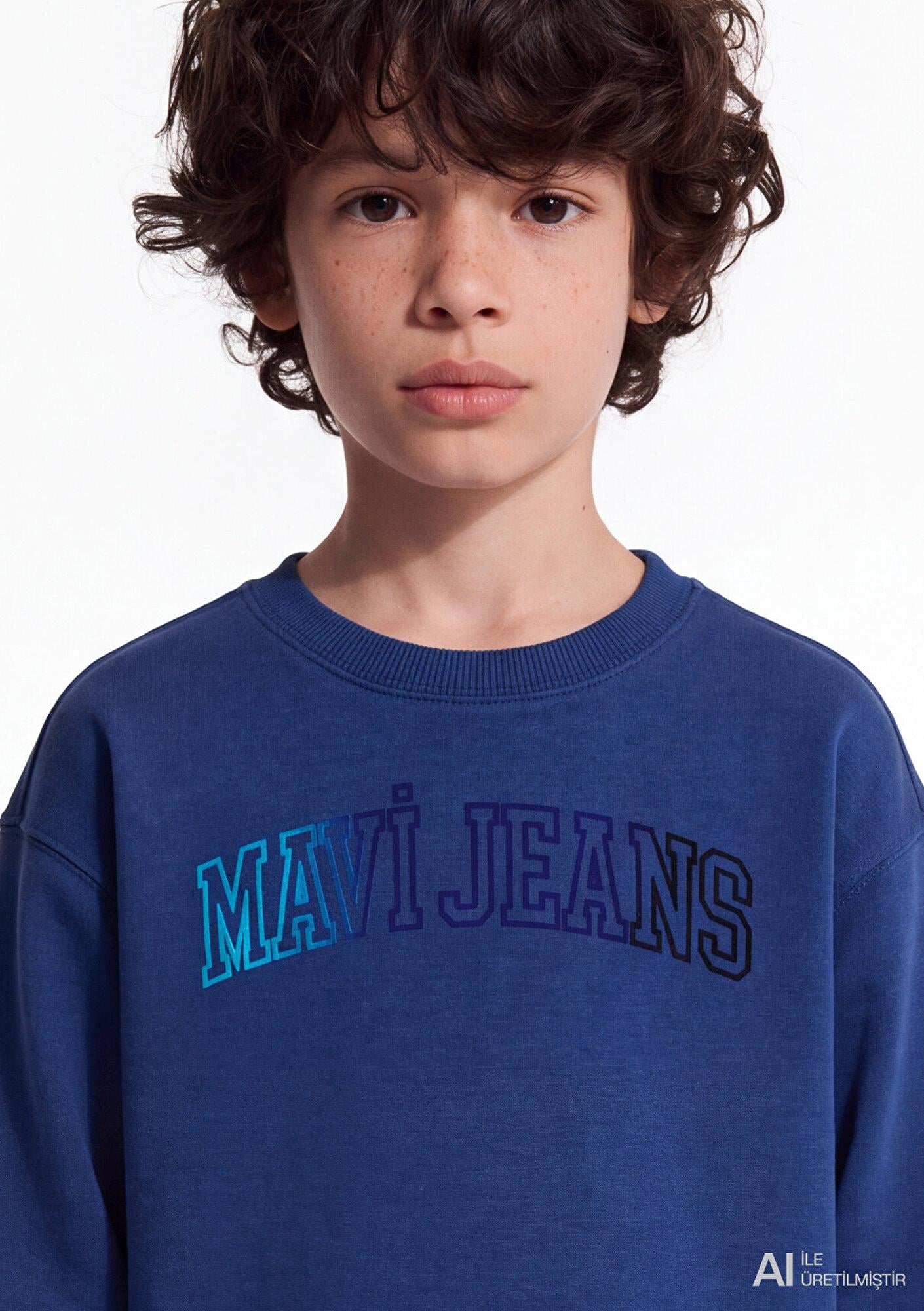 Mavi Mavi Logo Baskılı Lacivert Sweatshirt 6S20063-70722