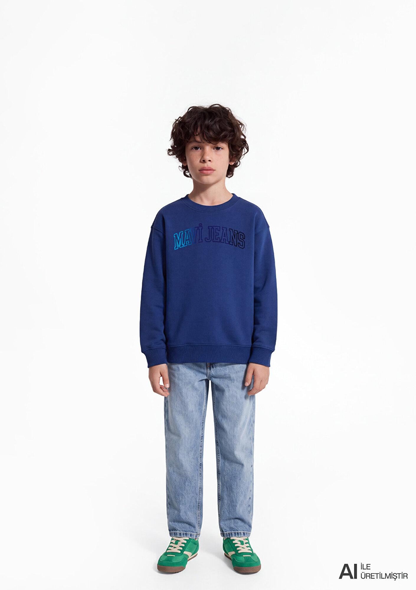 Mavi Mavi Logo Baskılı Lacivert Sweatshirt 6S20063-70722