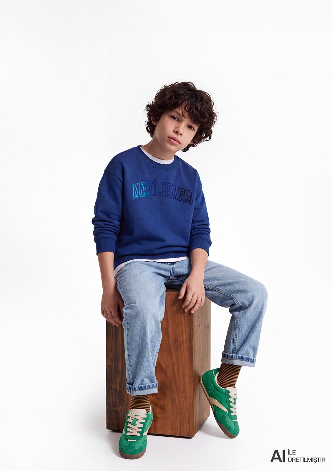 Mavi Mavi Logo Baskılı Lacivert Sweatshirt 6S20063-70722
