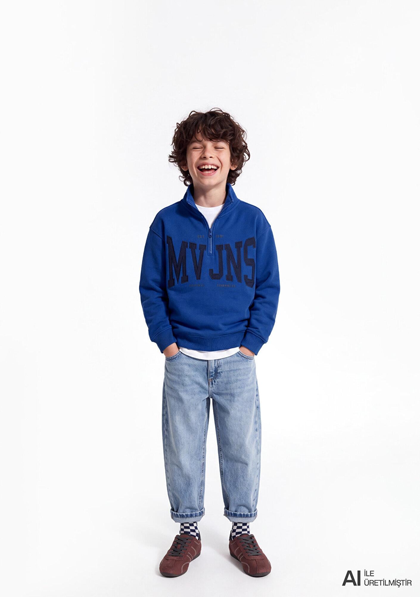 Mavi Mavi Logo Baskılı Mavi Sweatshirt 6S20062-70896