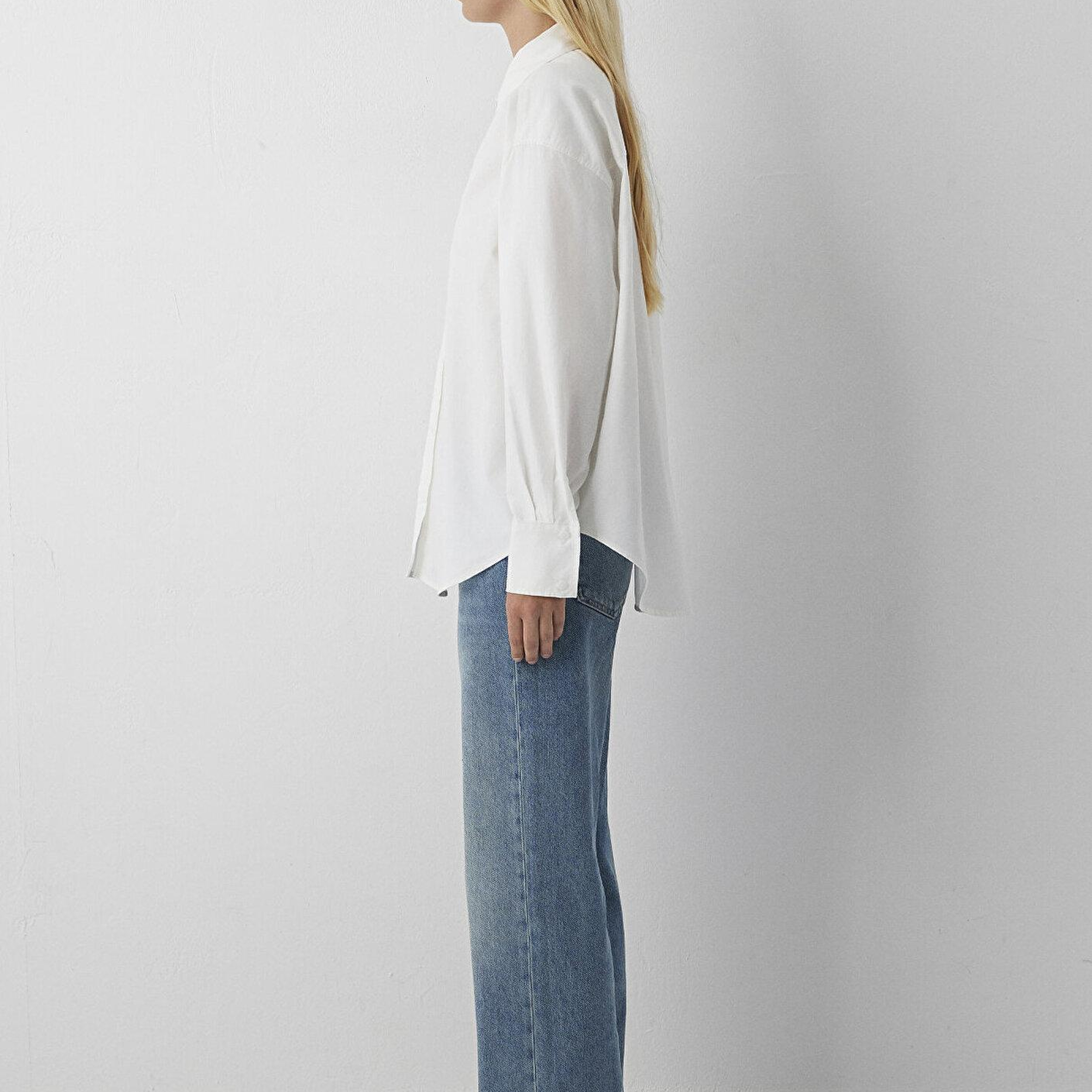 Mavi Ekru Gömlek Oversize / Geniş Kesim 1220427-70057