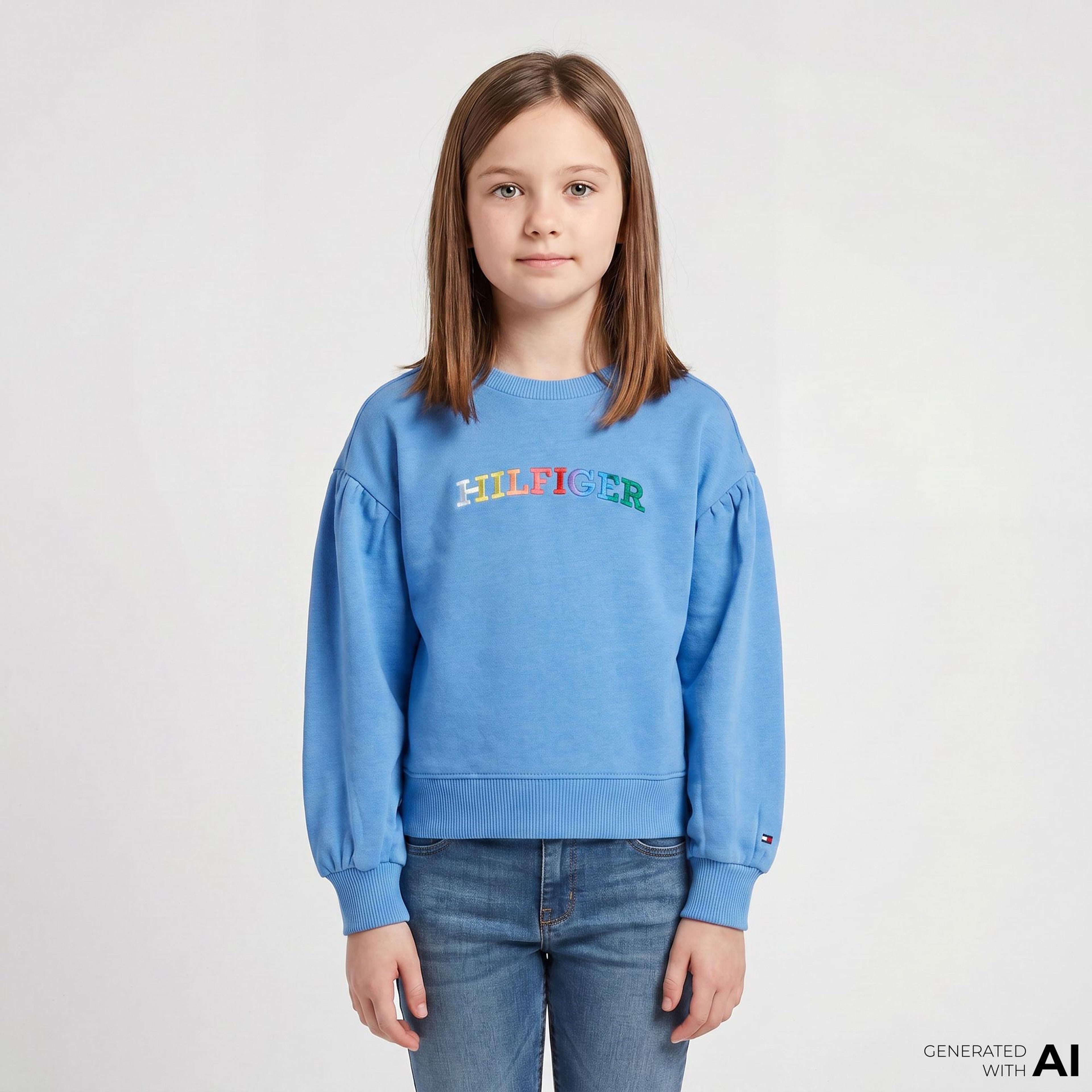Tommy Hilfiger Monotype Çocuk Mavi Sweatshirt