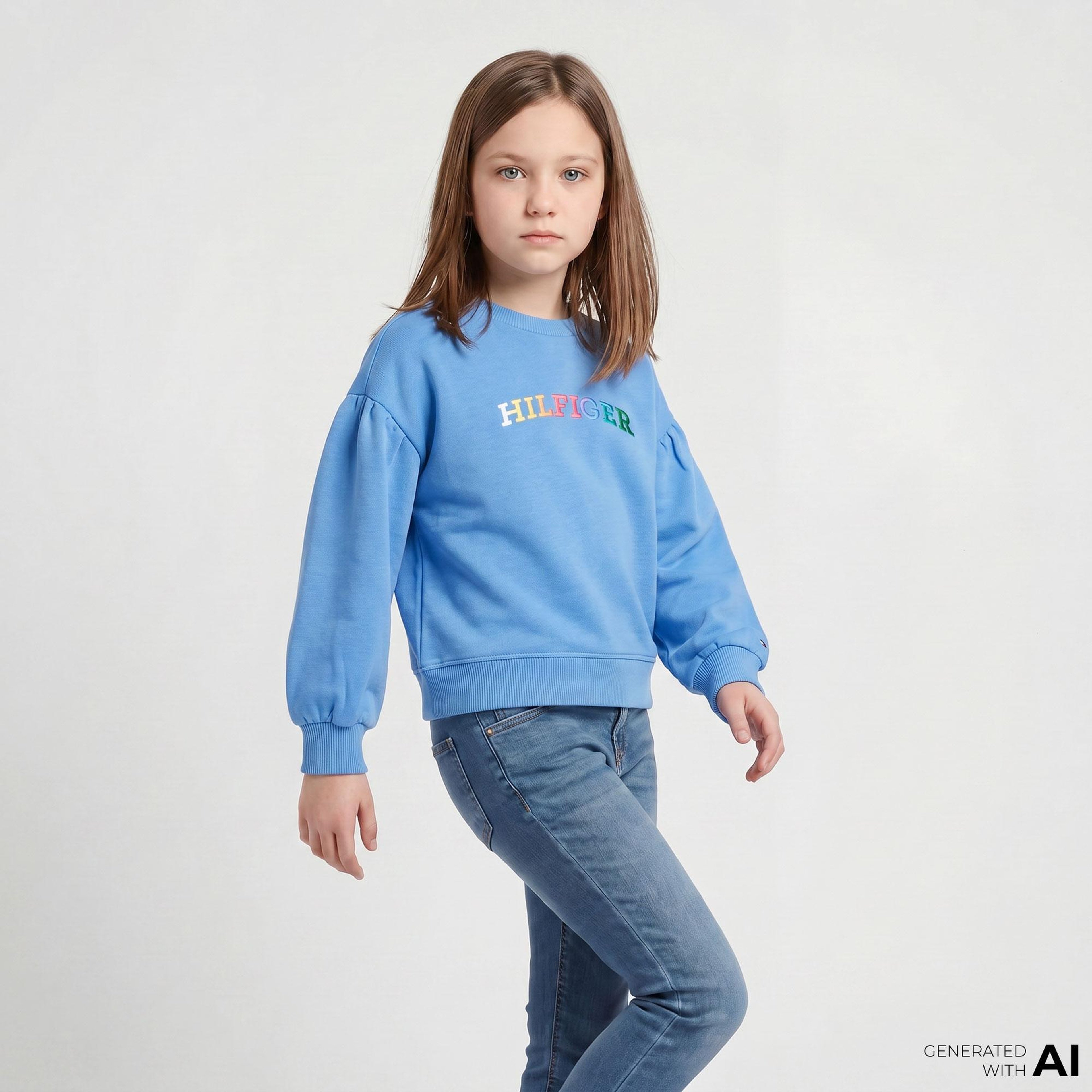 Tommy Hilfiger Monotype Çocuk Mavi Sweatshirt